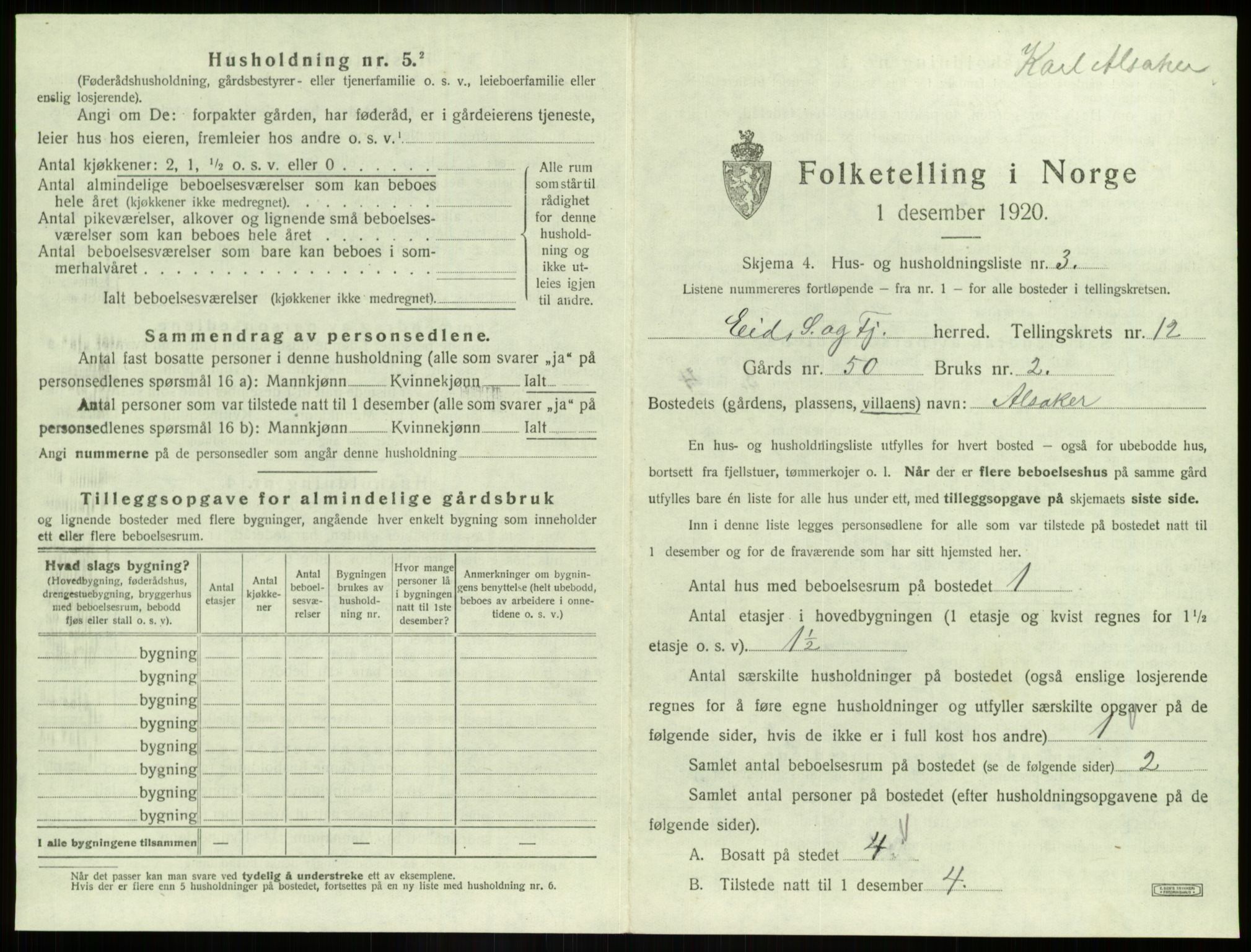 SAB, 1920 census for Eid, 1920, p. 1004