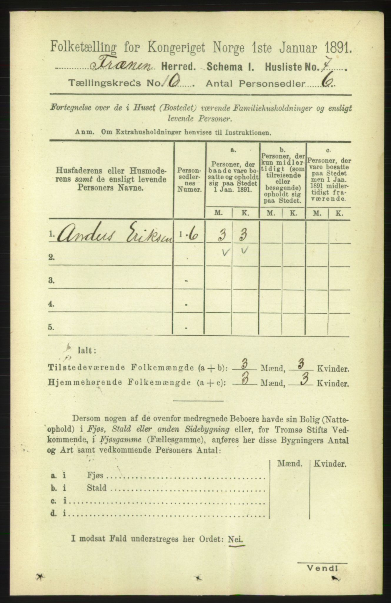 RA, 1891 census for 1548 Fræna, 1891, p. 3052