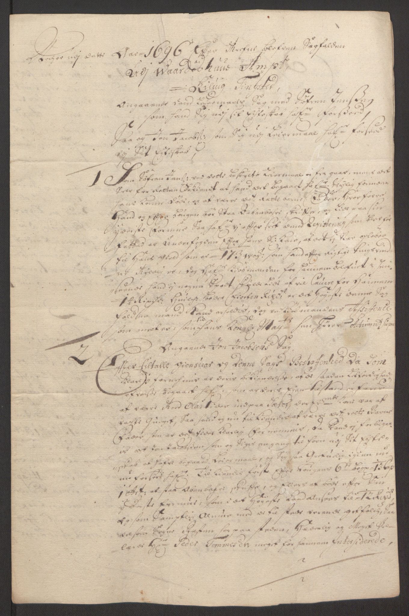 Rentekammeret inntil 1814, Reviderte regnskaper, Fogderegnskap, AV/RA-EA-4092/R69/L4851: Fogderegnskap Finnmark/Vardøhus, 1691-1700, p. 274