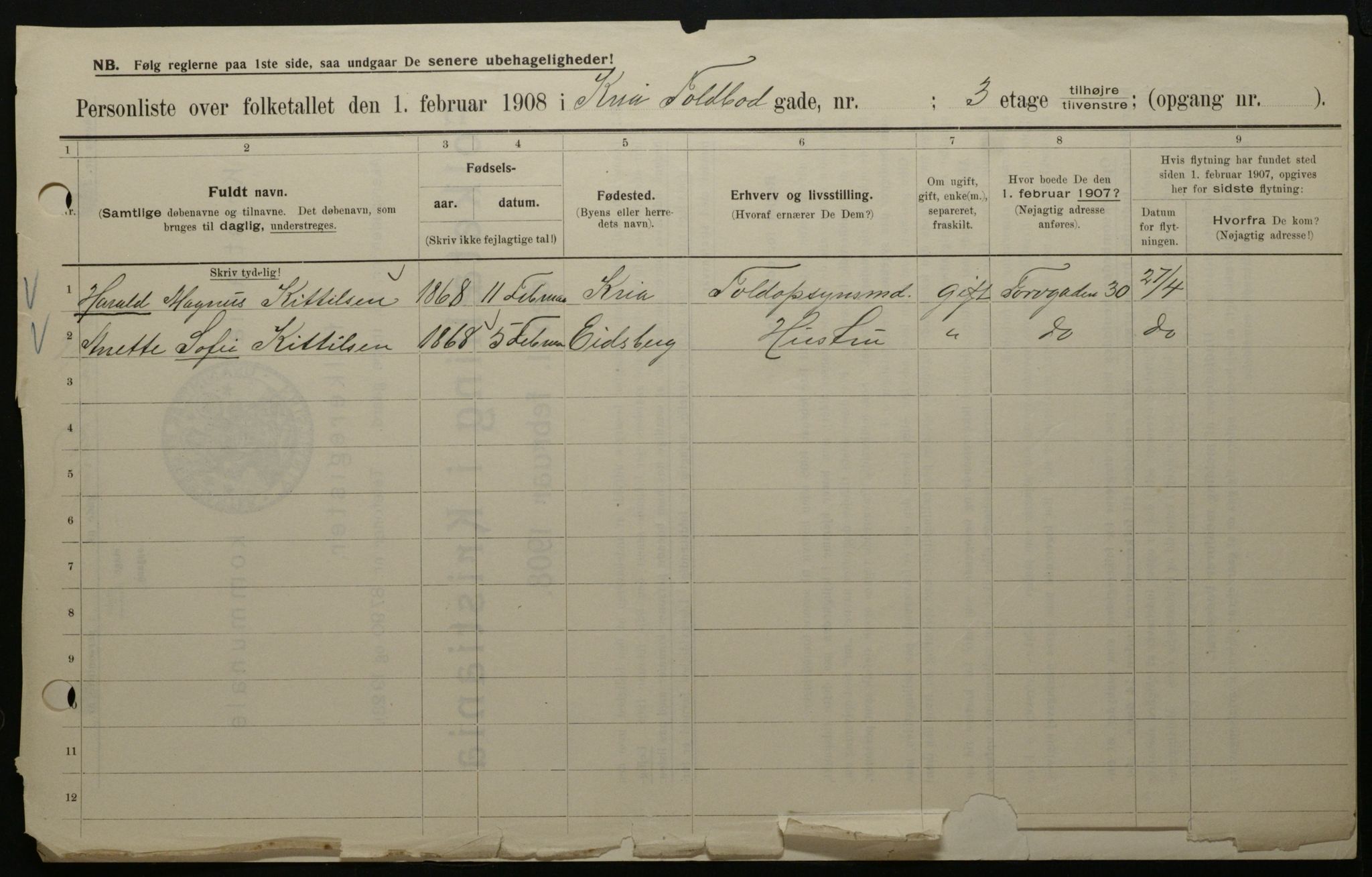 OBA, Municipal Census 1908 for Kristiania, 1908, p. 101649