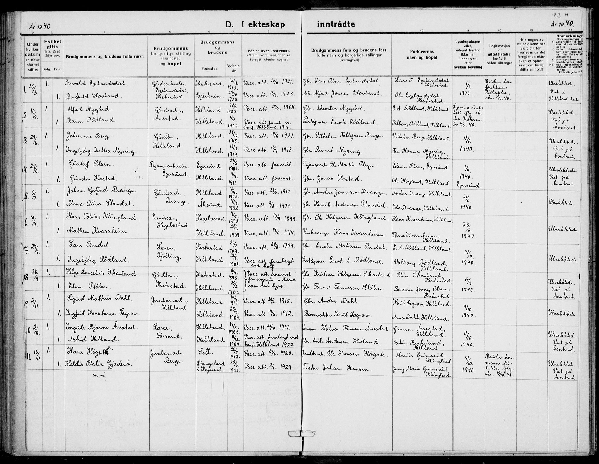 Helleland sokneprestkontor, AV/SAST-A-101810: Parish register (copy) no. B 4, 1887-1941, p. 183