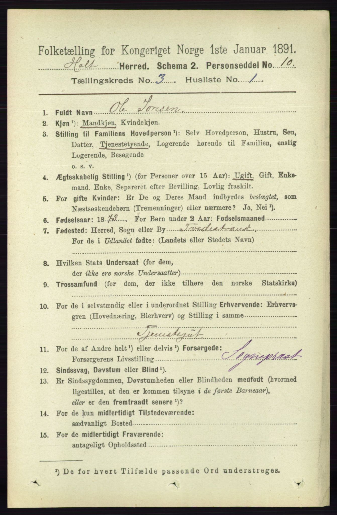 RA, 1891 census for 0914 Holt, 1891, p. 1045