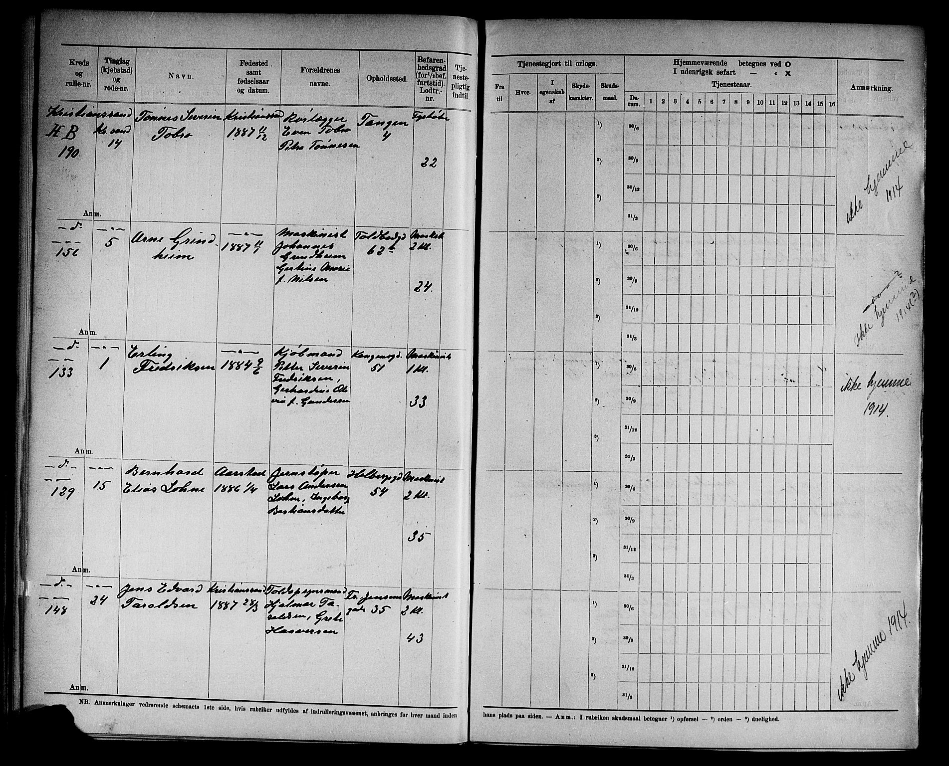 Kristiansand mønstringskrets, AV/SAK-2031-0015/F/Fd/L0012: Rulle sjøvernepliktige, C-12, 1910, p. 41