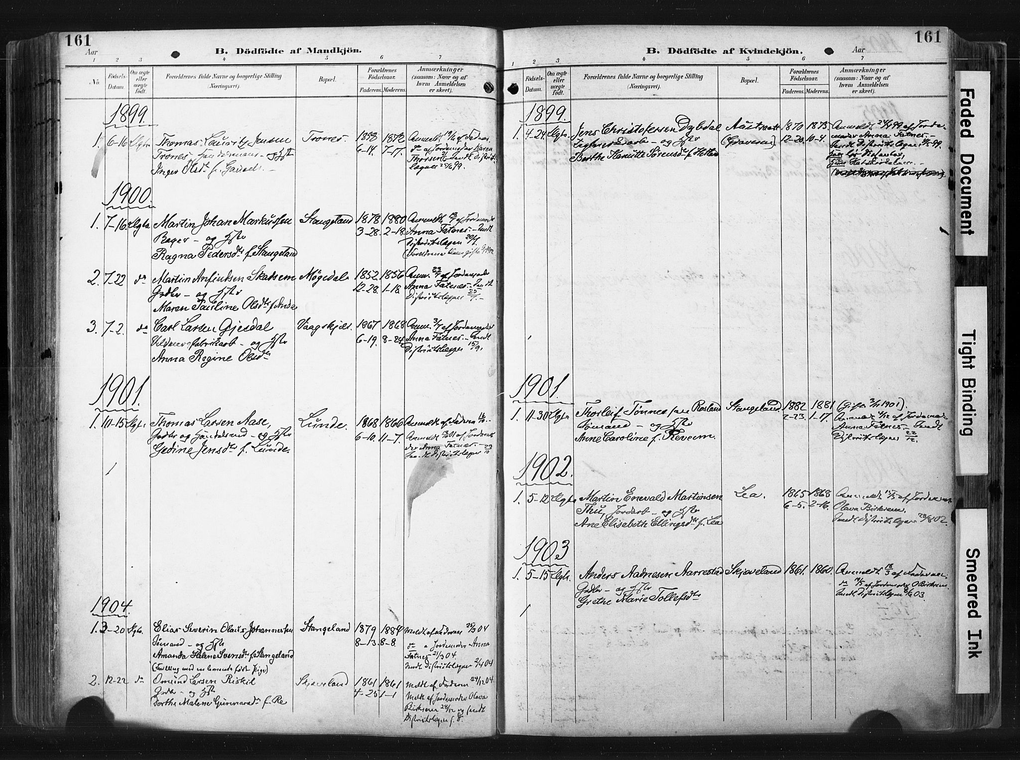 Høyland sokneprestkontor, SAST/A-101799/001/30BA/L0015: Parish register (official) no. A 14, 1899-1911, p. 161