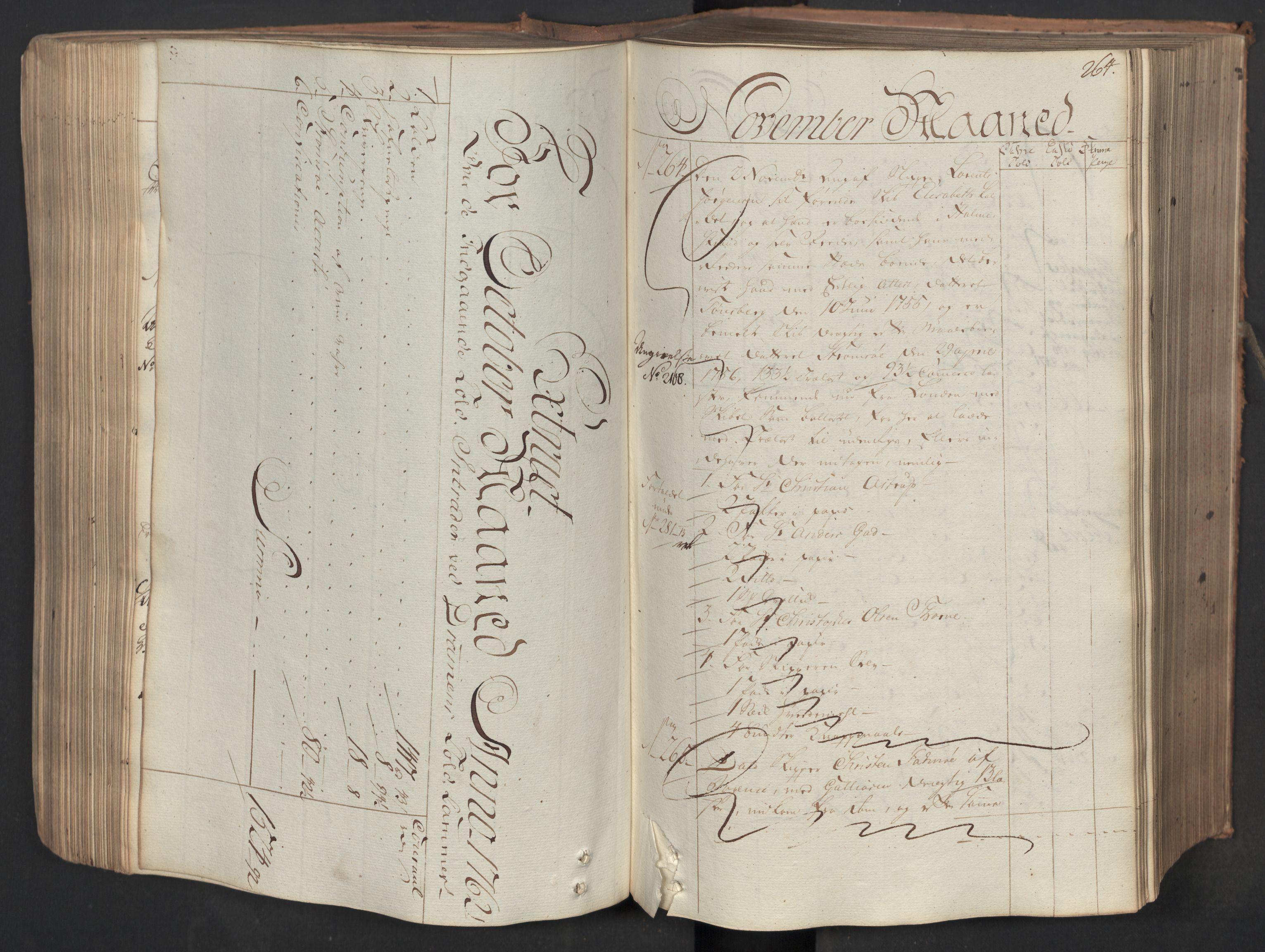 Generaltollkammeret, tollregnskaper, AV/RA-EA-5490/R08/L0053a/0001: Tollregnskaper Drammen / Inngående hovedtollbok, 1762, p. 263b-264a