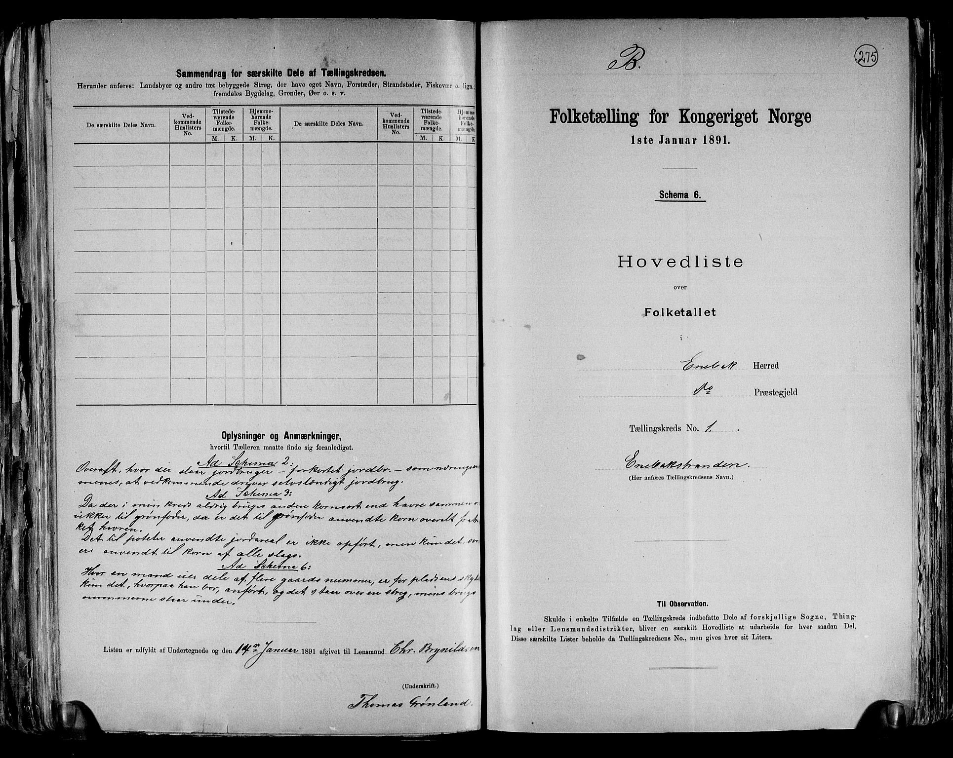 RA, 1891 census for 0229 Enebakk, 1891, p. 7