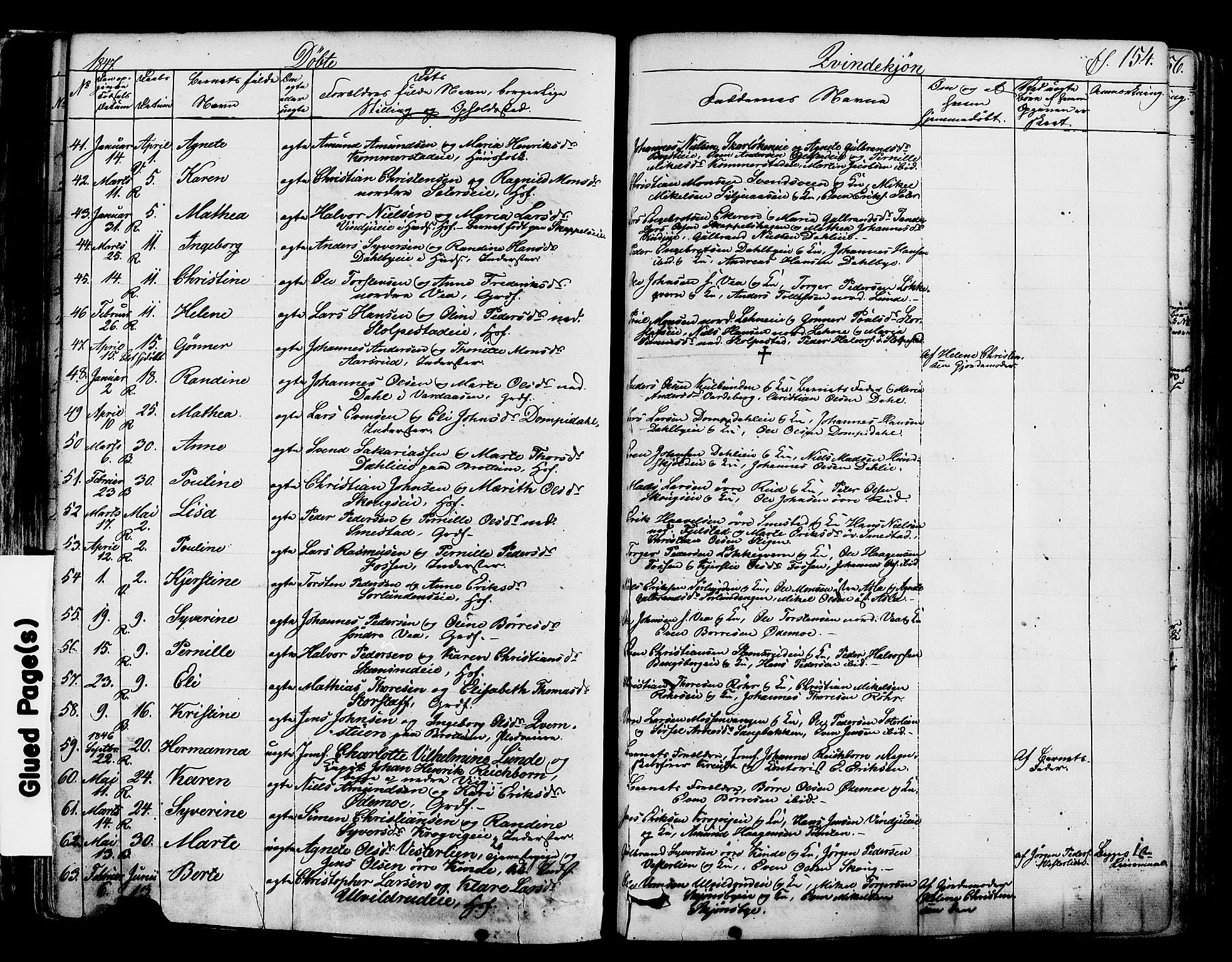 Ringsaker prestekontor, AV/SAH-PREST-014/K/Ka/L0008: Parish register (official) no. 8, 1837-1850, p. 154