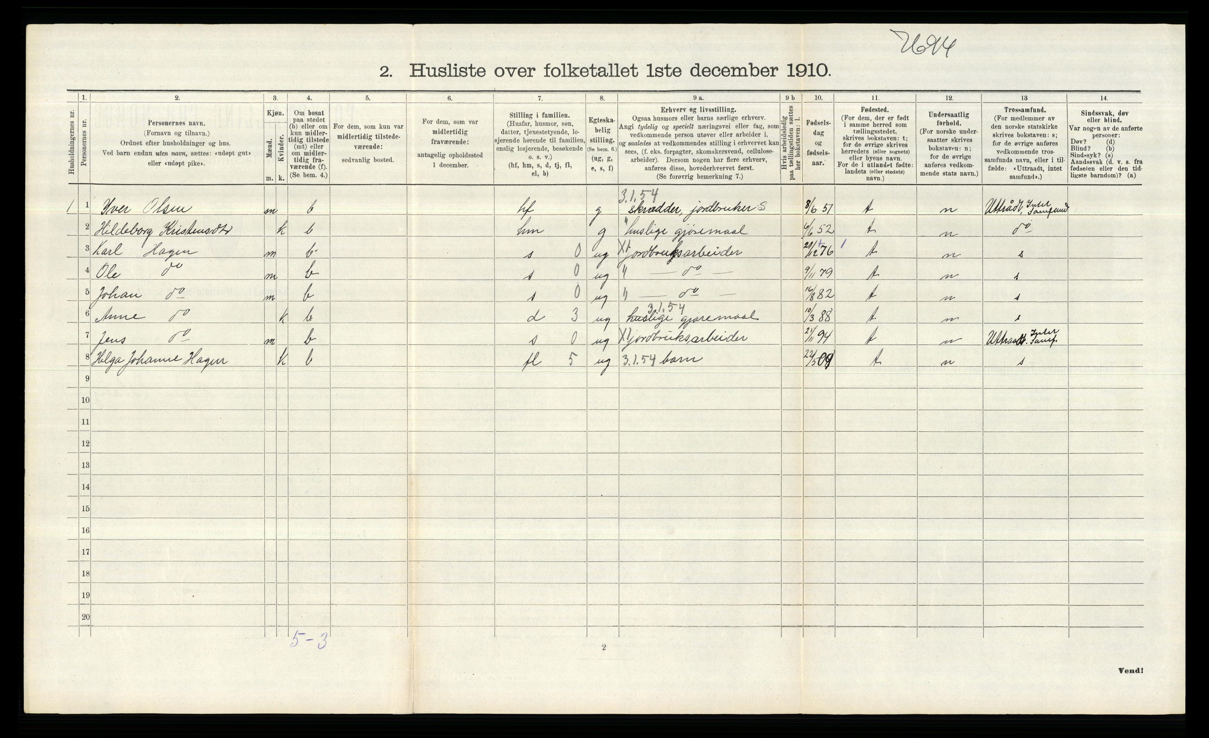 RA, 1910 census for Øymark, 1910, p. 429