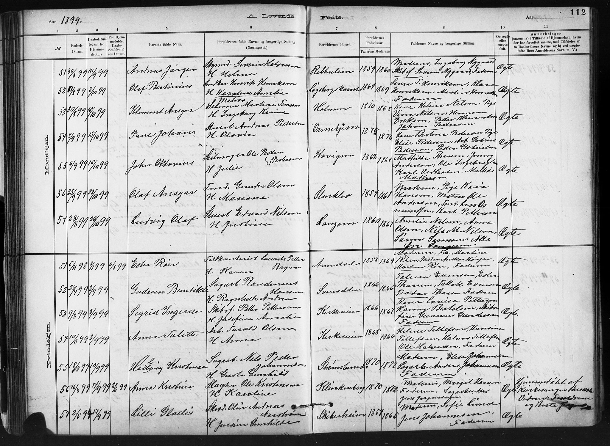 Barbu sokneprestkontor, AV/SAK-1111-0003/F/Fb/L0002: Parish register (copy) no. B 2, 1890-1922, p. 112