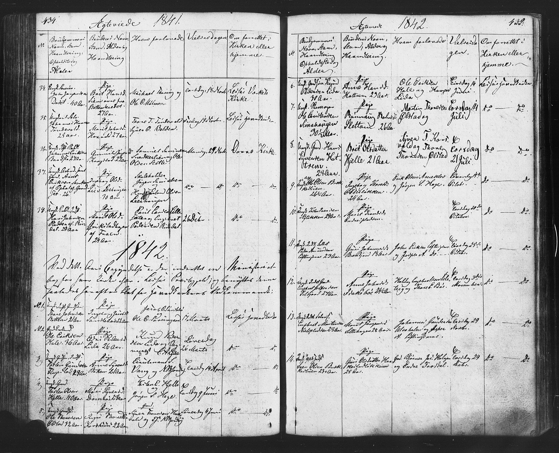 Lesja prestekontor, SAH/PREST-068/H/Ha/Hab/L0002: Parish register (copy) no. 2, 1832-1850, p. 434-435
