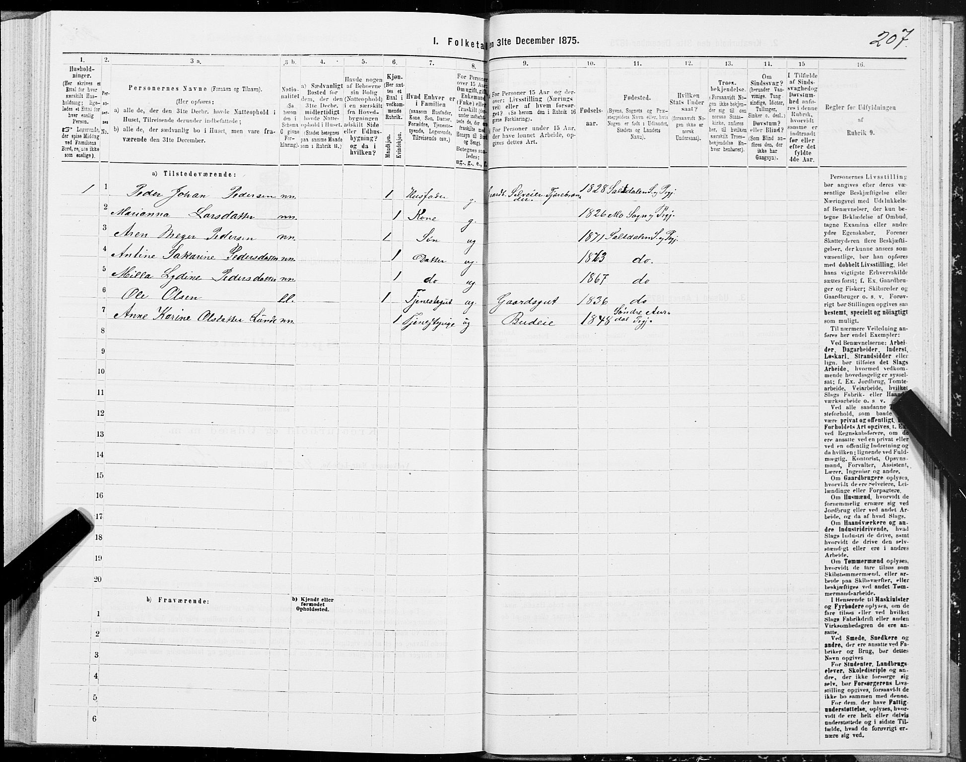 SAT, 1875 census for 1840P Saltdal, 1875, p. 2207