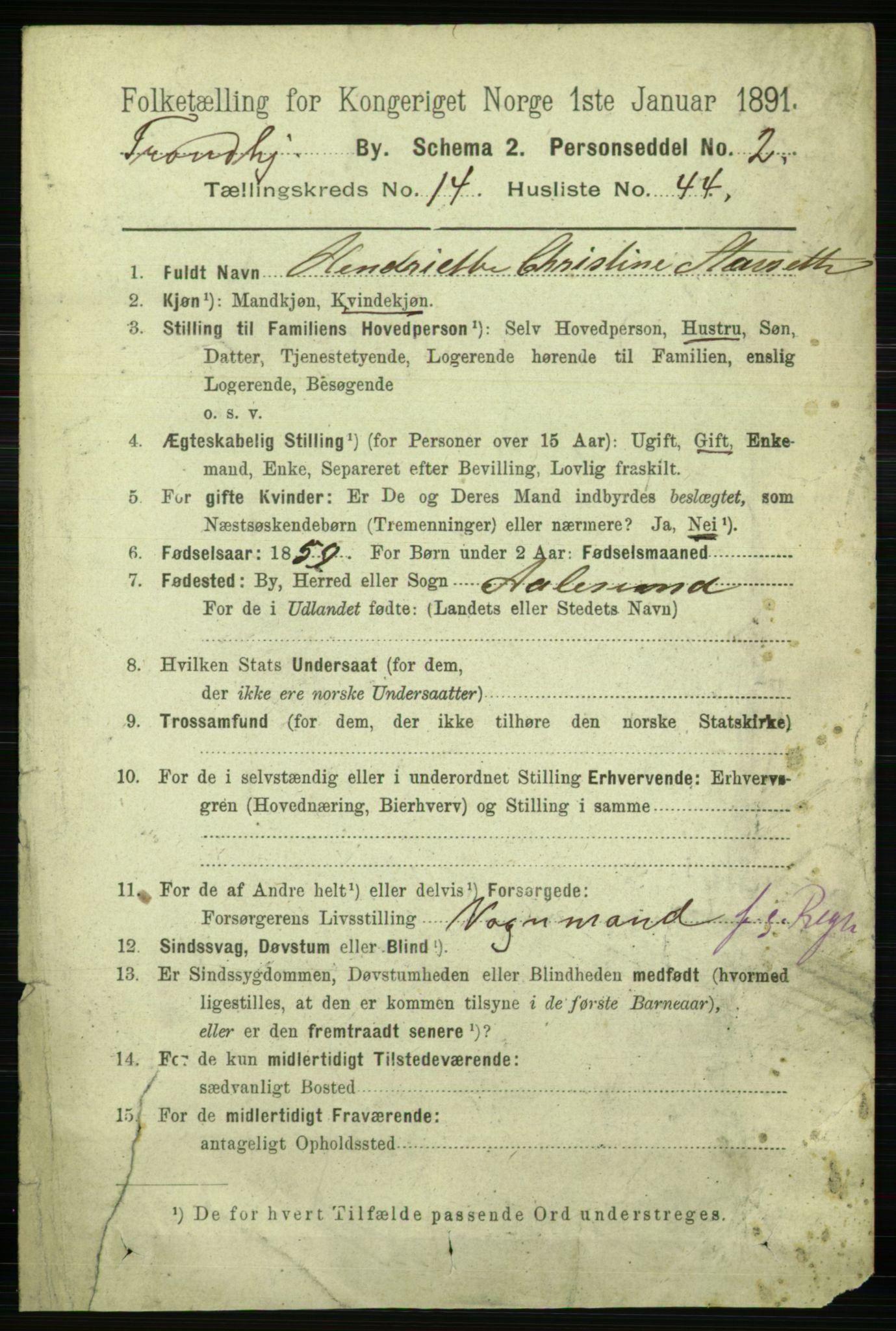 RA, 1891 census for 1601 Trondheim, 1891, p. 11541