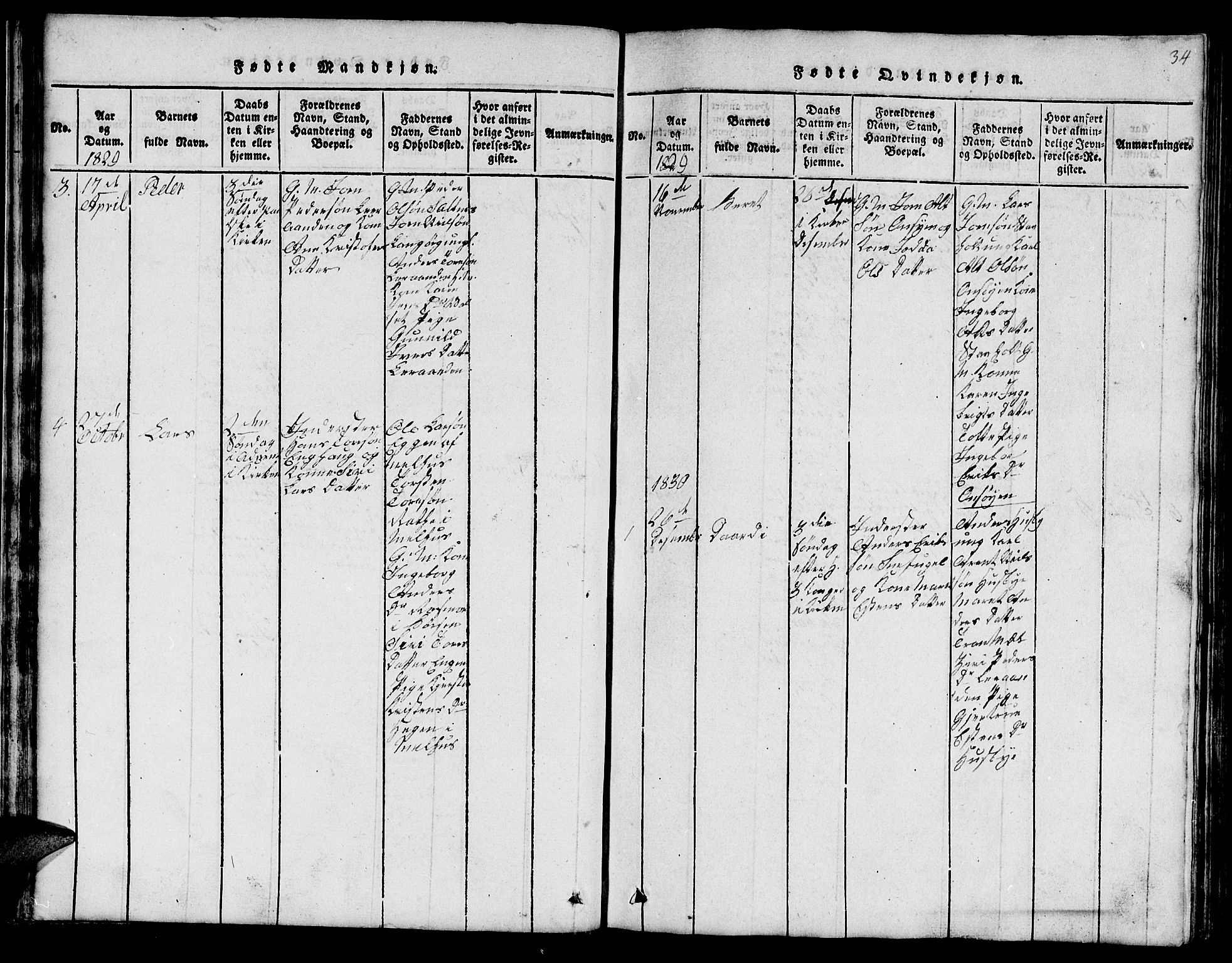 Ministerialprotokoller, klokkerbøker og fødselsregistre - Sør-Trøndelag, SAT/A-1456/666/L0788: Parish register (copy) no. 666C01, 1816-1847, p. 34