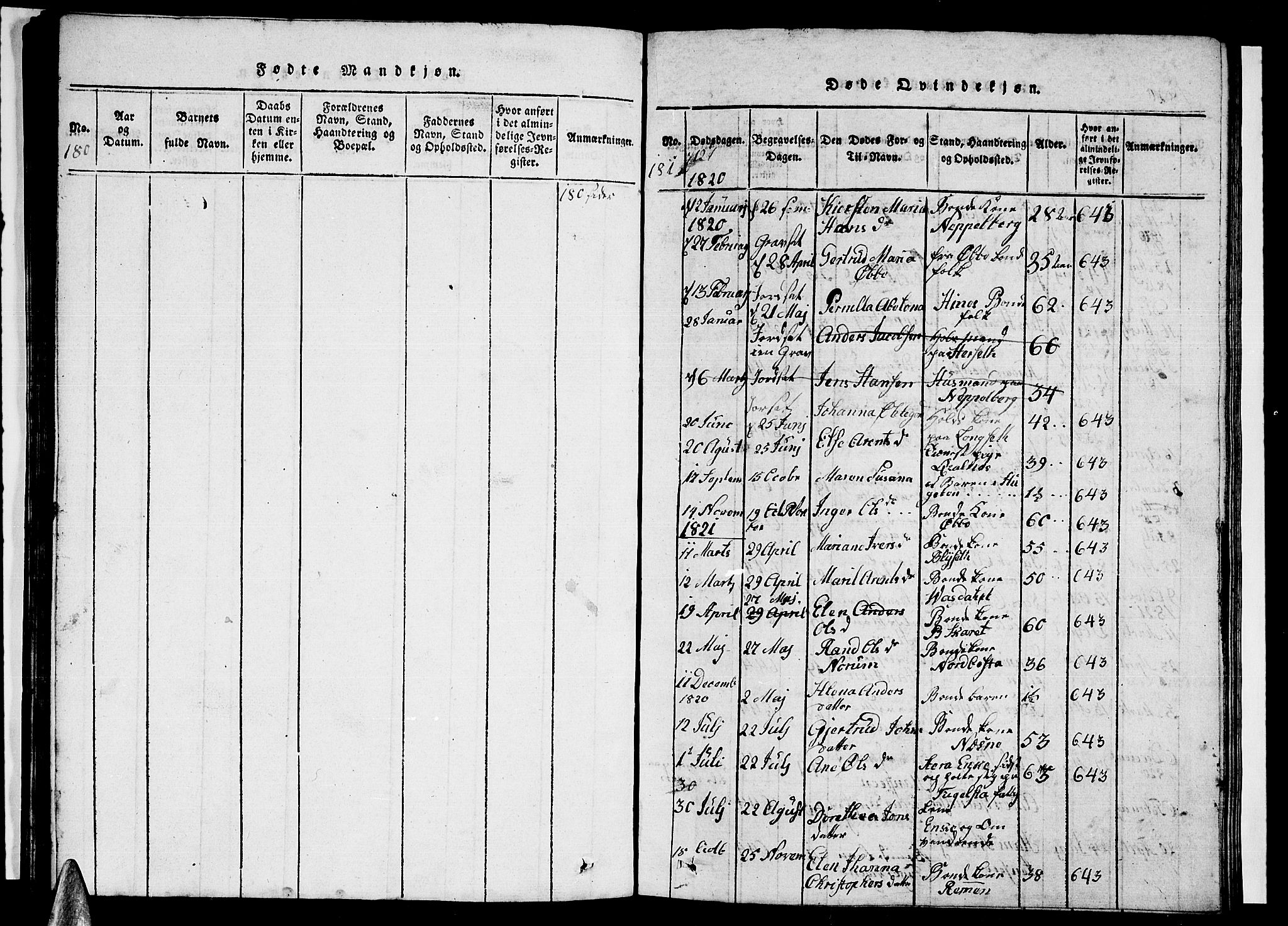 Ministerialprotokoller, klokkerbøker og fødselsregistre - Nordland, SAT/A-1459/838/L0554: Parish register (copy) no. 838C01, 1820-1828, p. 181