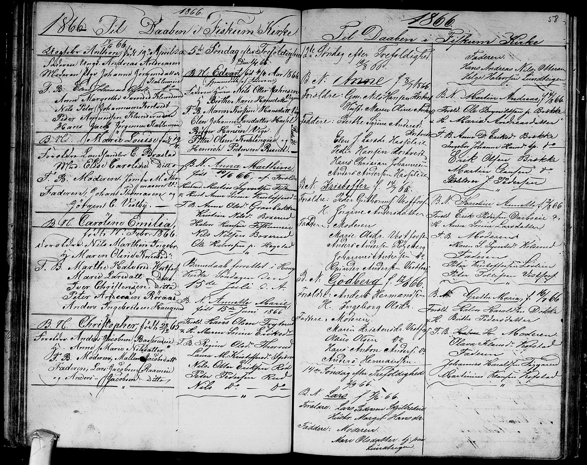 Fiskum kirkebøker, AV/SAKO-A-15/G/Ga/L0003: Parish register (copy) no. 3, 1851-1878, p. 58