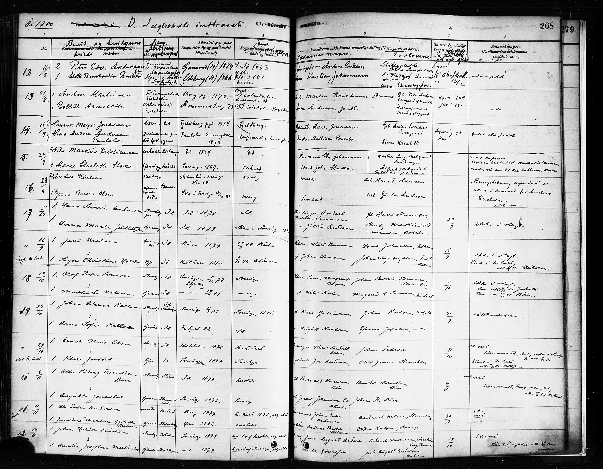 Idd prestekontor Kirkebøker, SAO/A-10911/F/Fc/L0006a: Parish register (official) no. III 6A, 1878-1903, p. 268