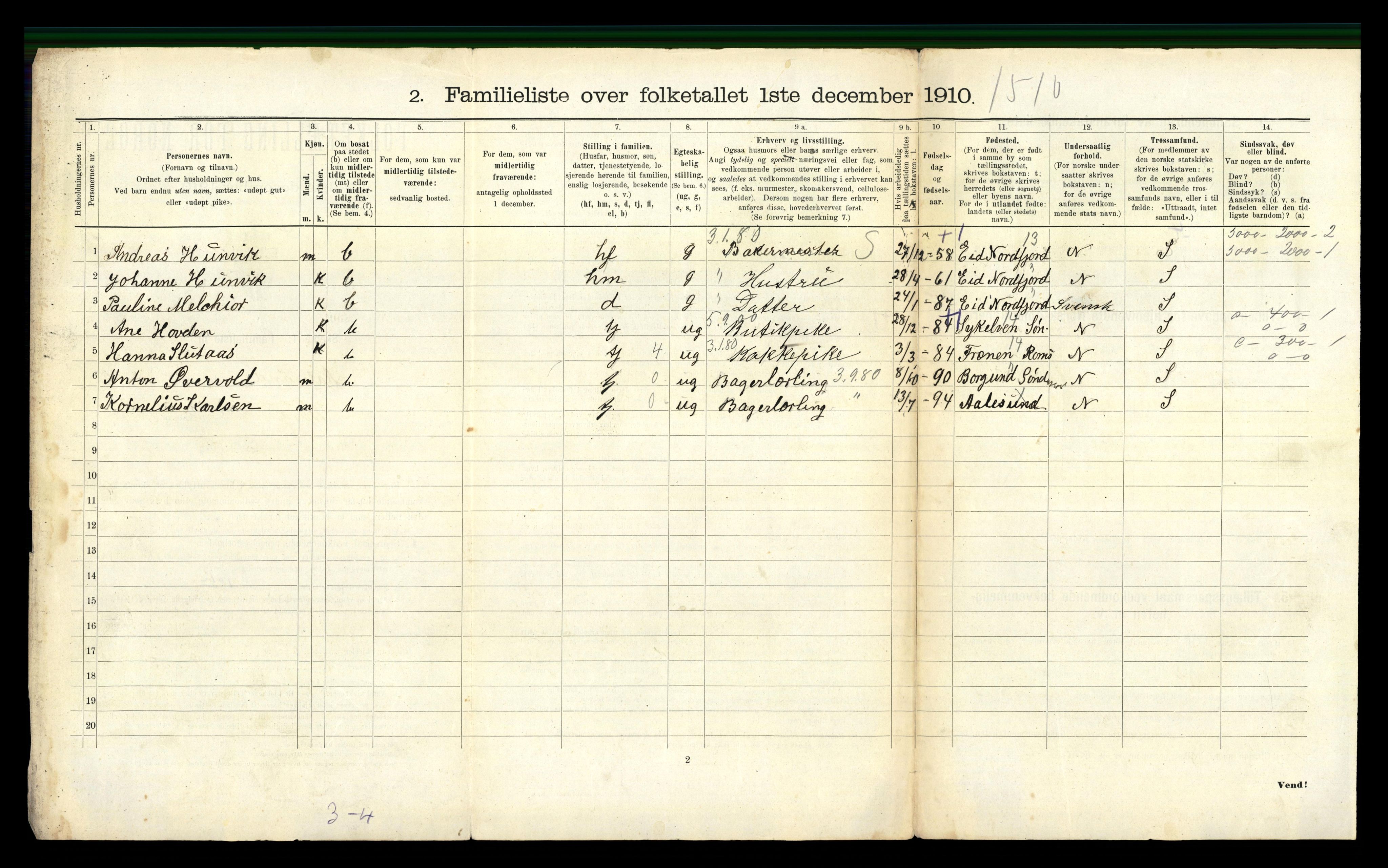 RA, 1910 census for Ålesund, 1910, p. 6078