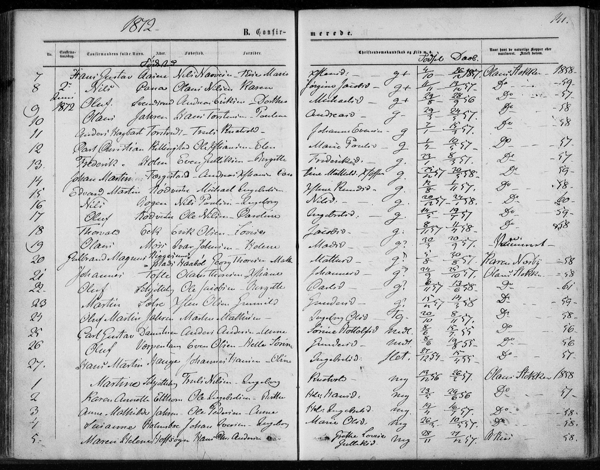 Hurum kirkebøker, AV/SAKO-A-229/F/Fa/L0012: Parish register (official) no. 12, 1861-1875, p. 141