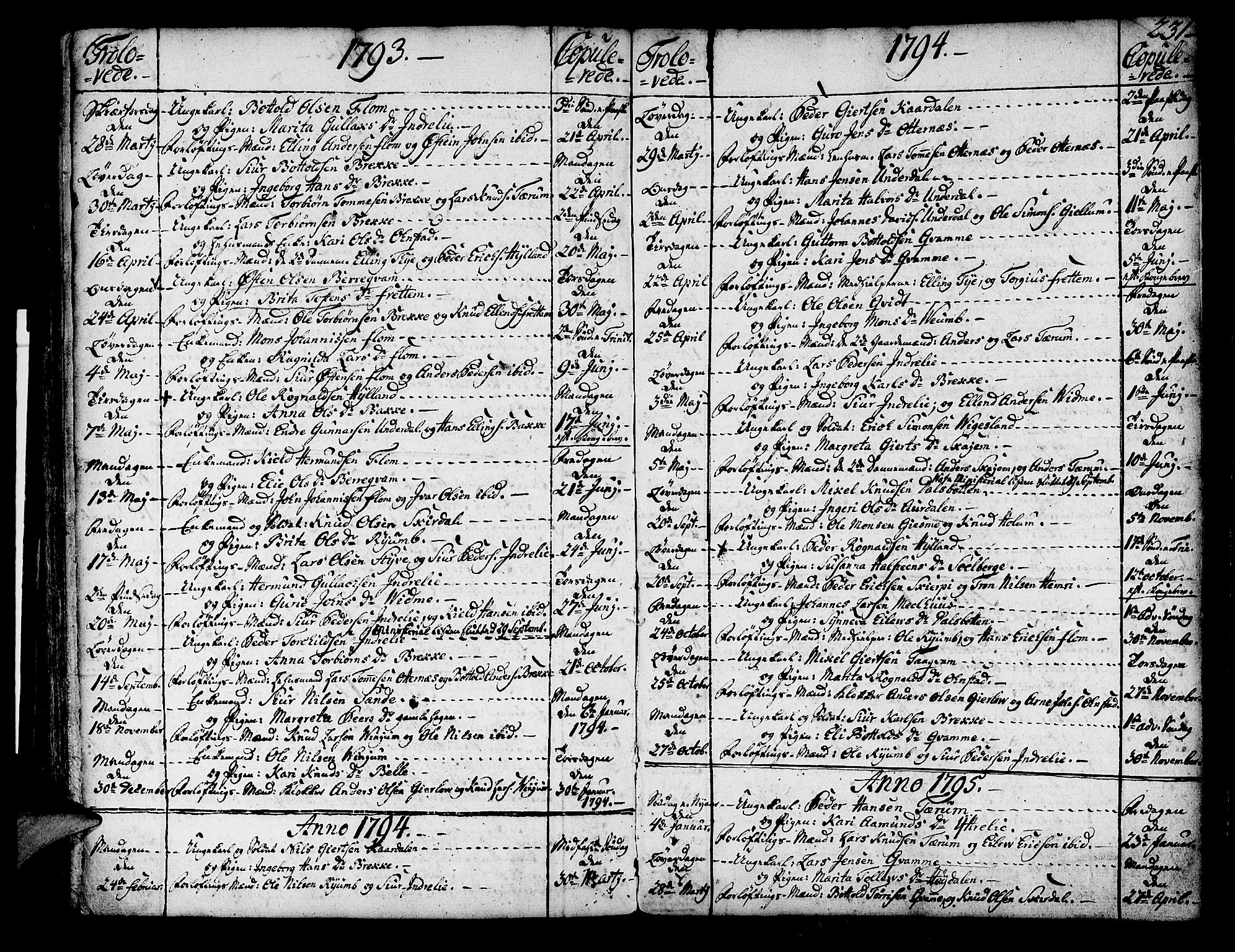 Aurland sokneprestembete, SAB/A-99937/H/Ha/Haa/L0004: Parish register (official) no. A 4, 1756-1801, p. 231