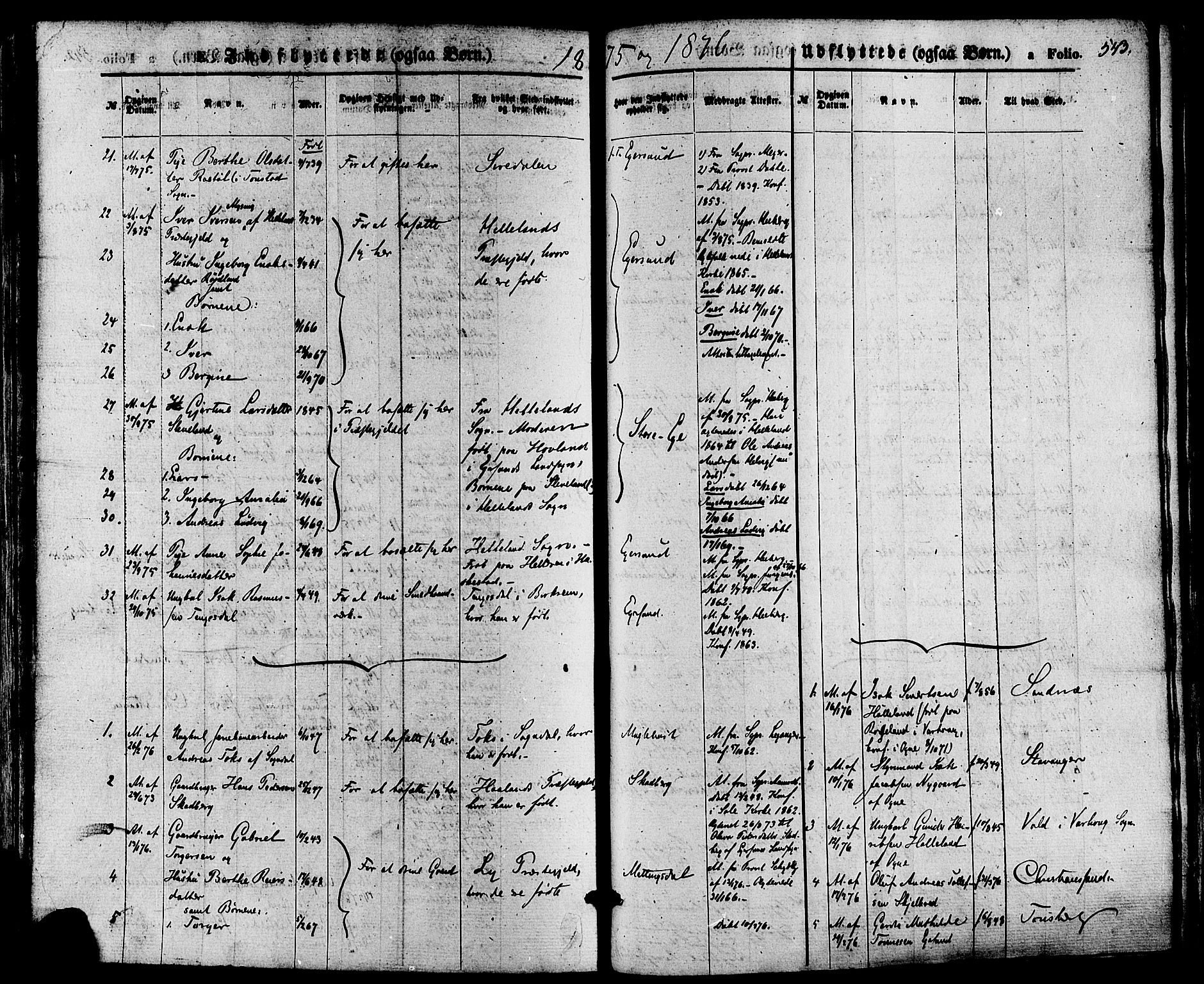 Eigersund sokneprestkontor, SAST/A-101807/S08/L0014: Parish register (official) no. A 13, 1866-1878, p. 543