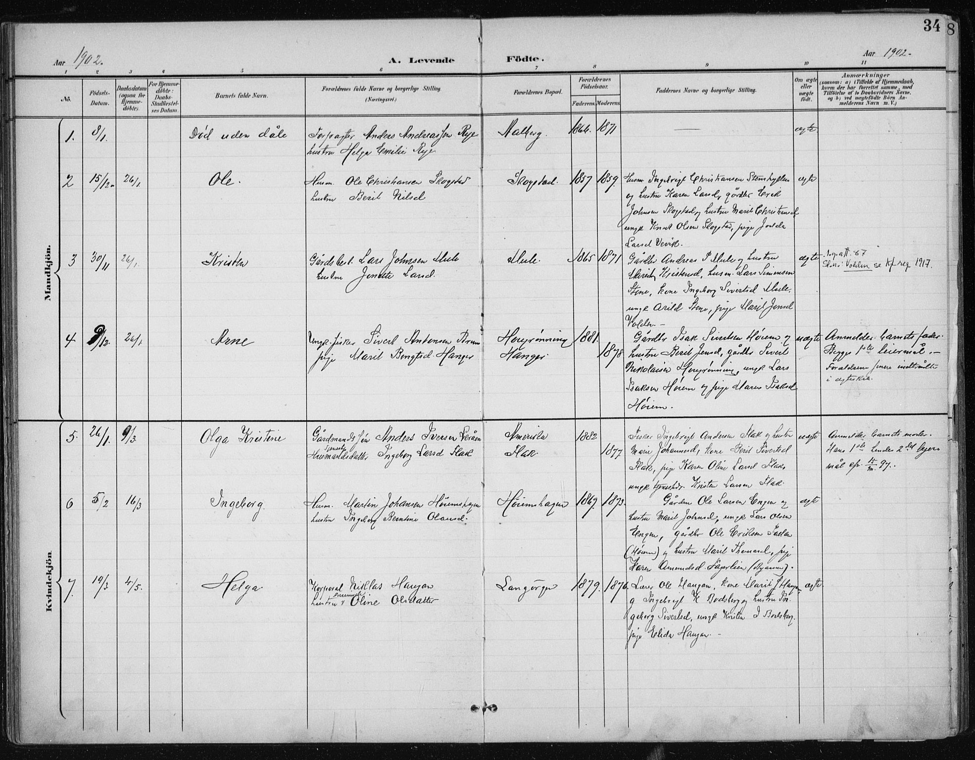 Ministerialprotokoller, klokkerbøker og fødselsregistre - Sør-Trøndelag, AV/SAT-A-1456/612/L0380: Parish register (official) no. 612A12, 1898-1907, p. 34