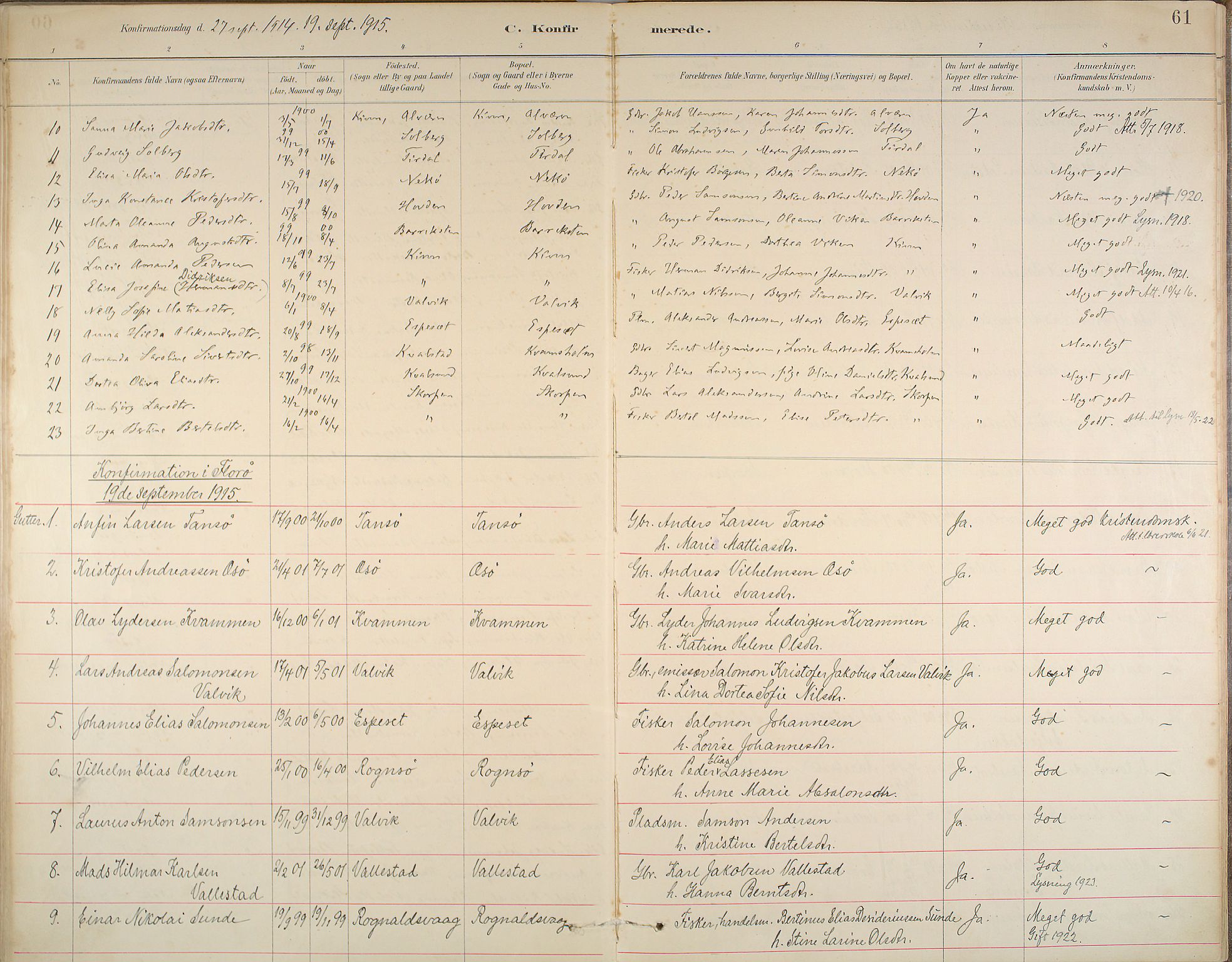 Kinn sokneprestembete, SAB/A-80801/H/Haa/Haab/L0006: Parish register (official) no. B 6, 1883-1925, p. 61