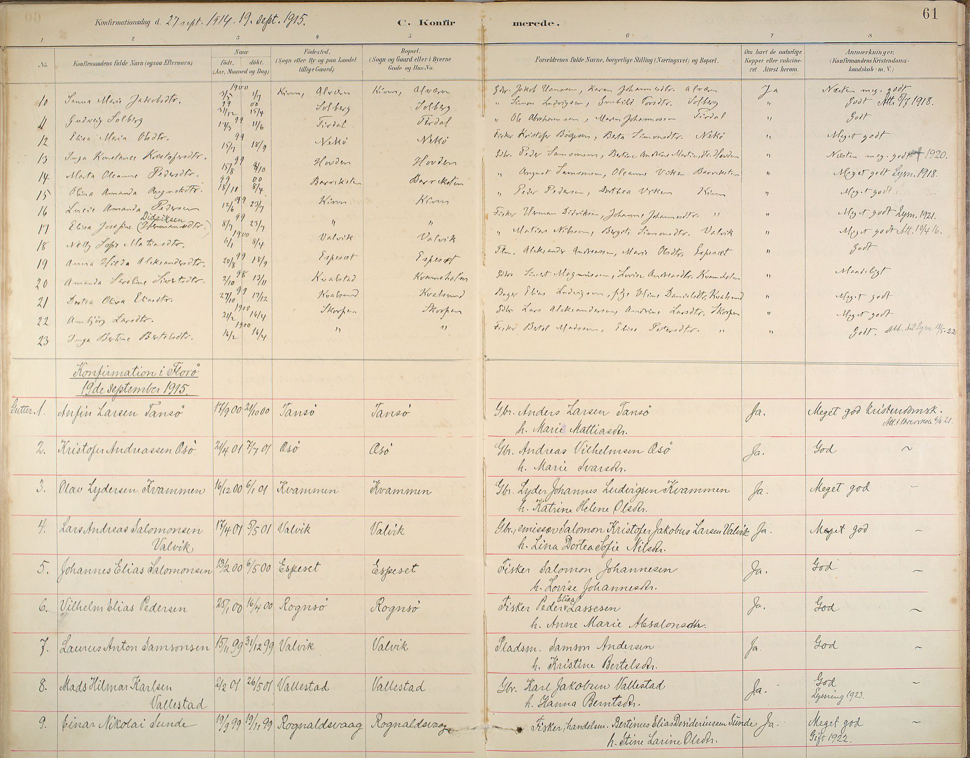 Kinn sokneprestembete, AV/SAB-A-80801/H/Haa/Haab/L0006: Parish register (official) no. B 6, 1883-1925, p. 61