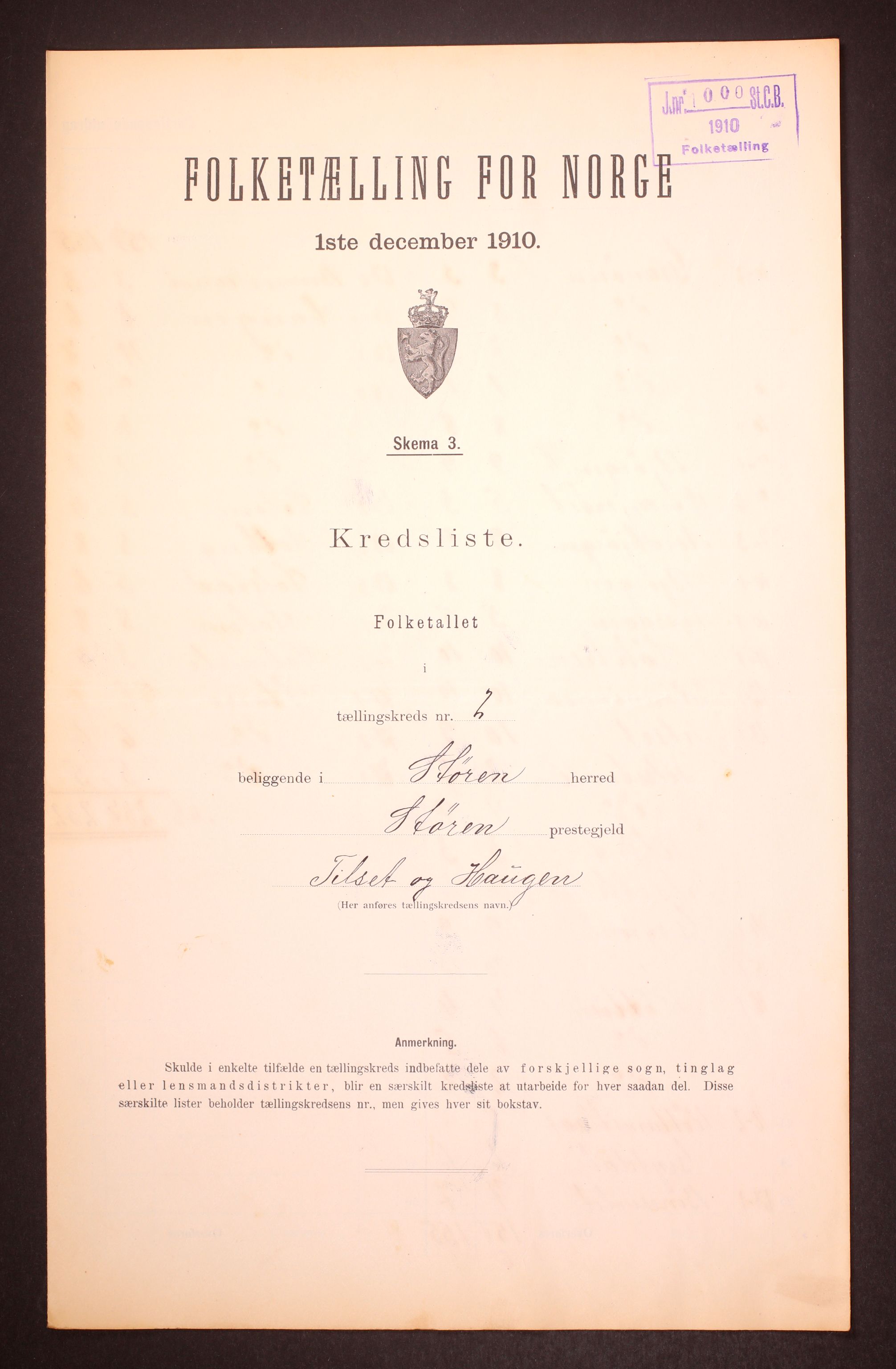 RA, 1910 census for Støren, 1910, p. 6