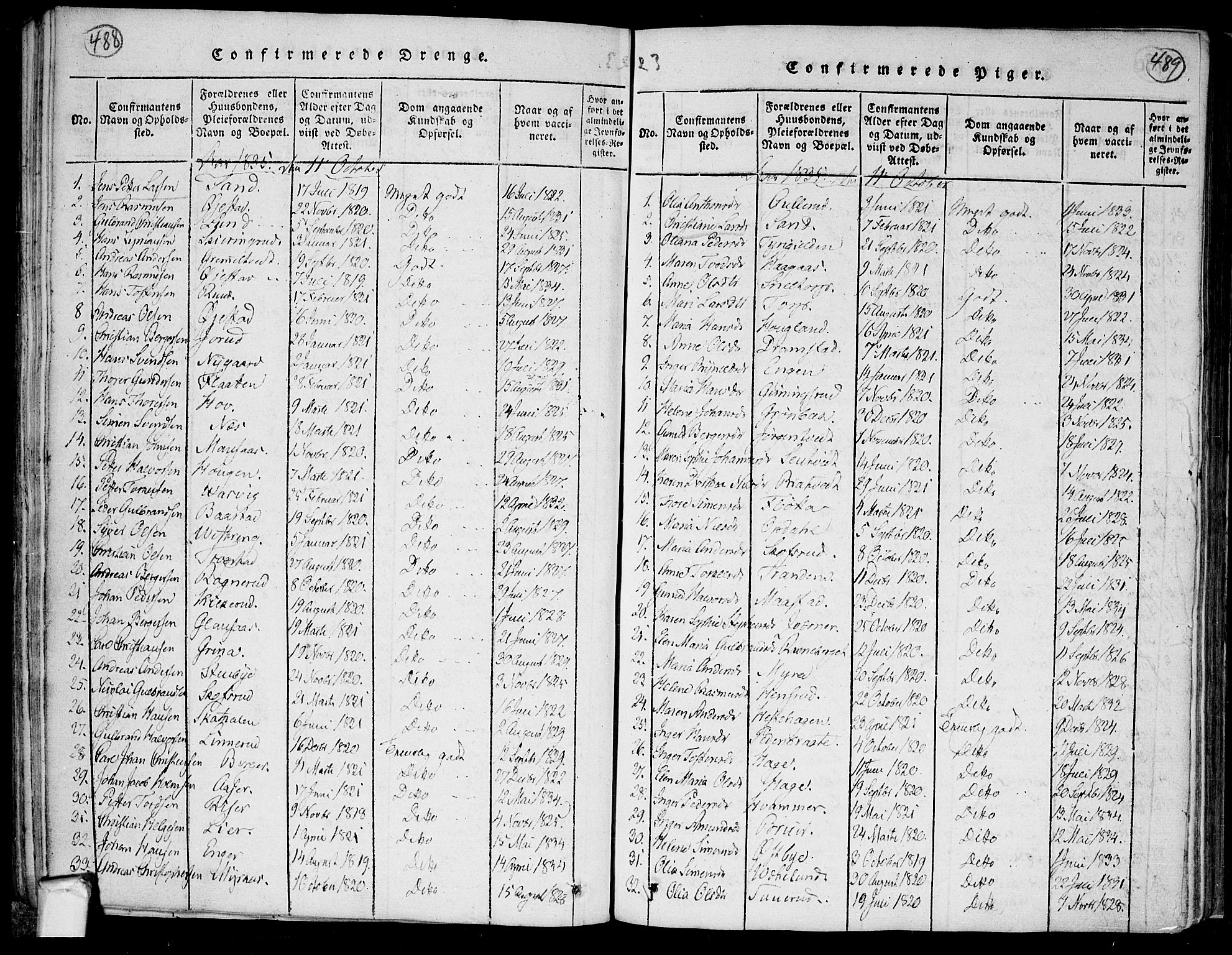Trøgstad prestekontor Kirkebøker, SAO/A-10925/F/Fa/L0006: Parish register (official) no. I 6, 1815-1844, p. 488-489