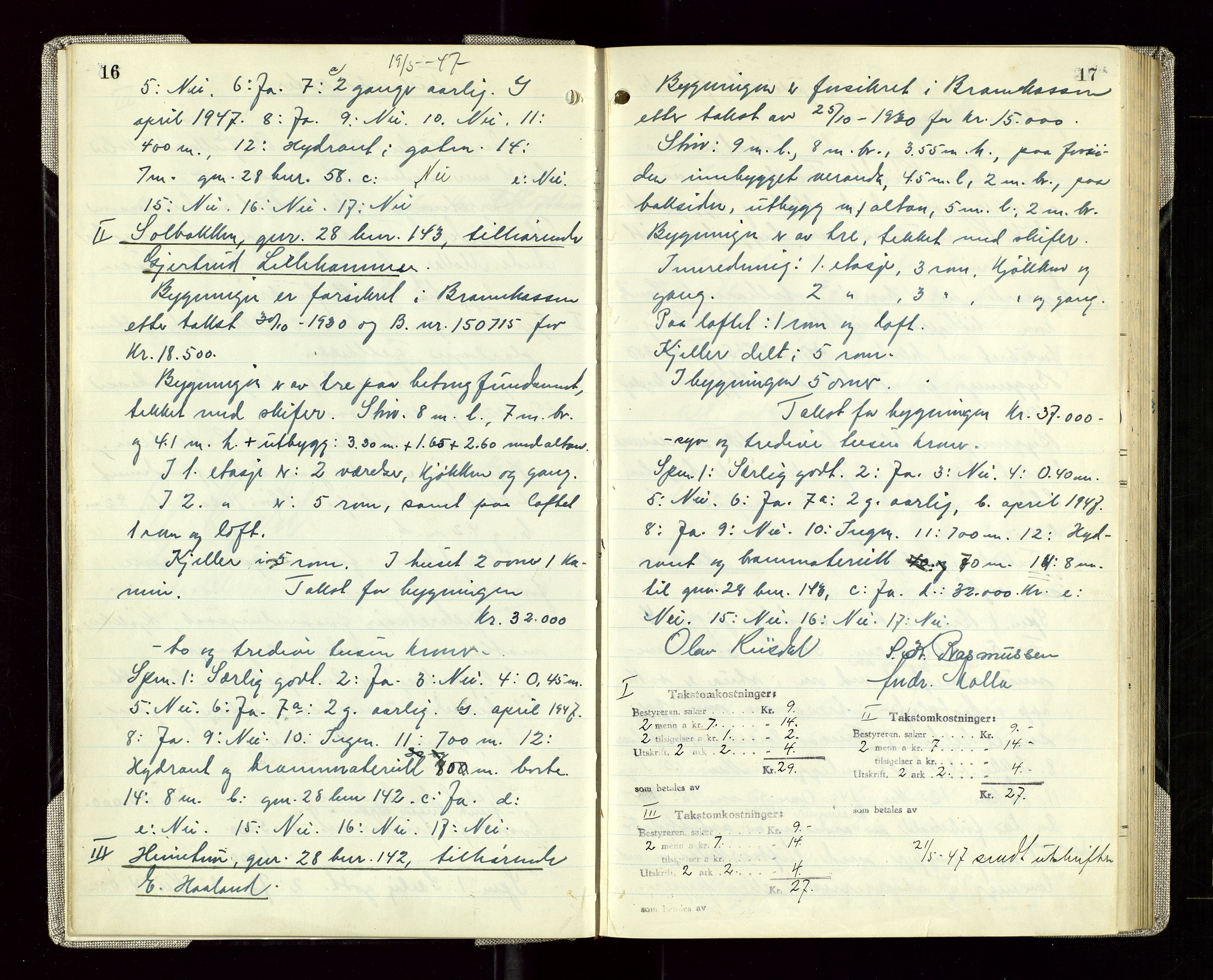 Sauda lensmannskontor, AV/SAST-A-100177/Goa/L0005: "Branntakstprotokoll for Sauda lensmannsdistrikt", 1946-1955, p. 16-17