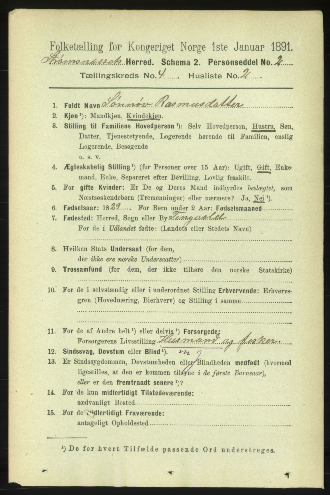 RA, 1891 census for 1559 Straumsnes, 1891, p. 758