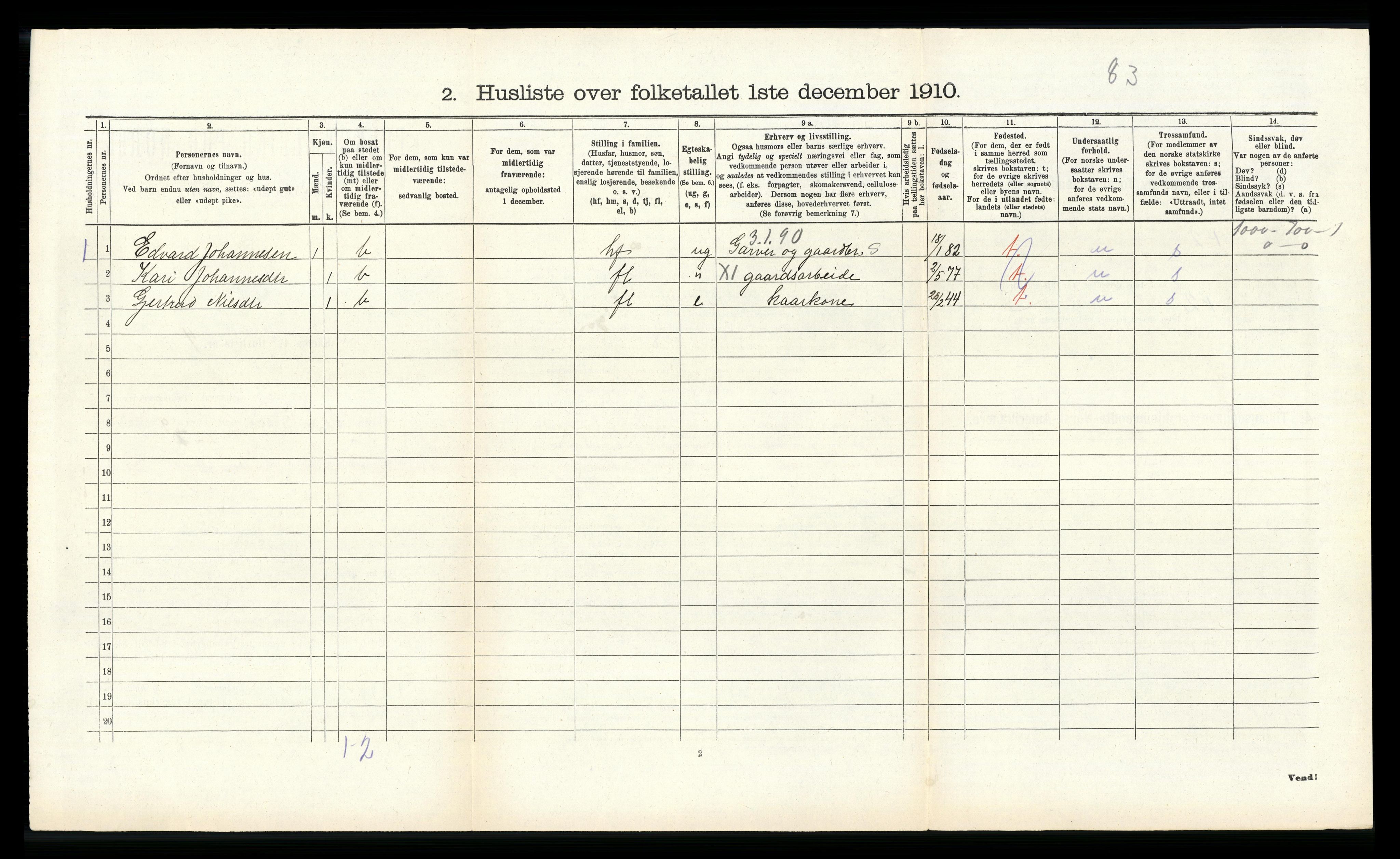 RA, 1910 census for Hamre, 1910, p. 659