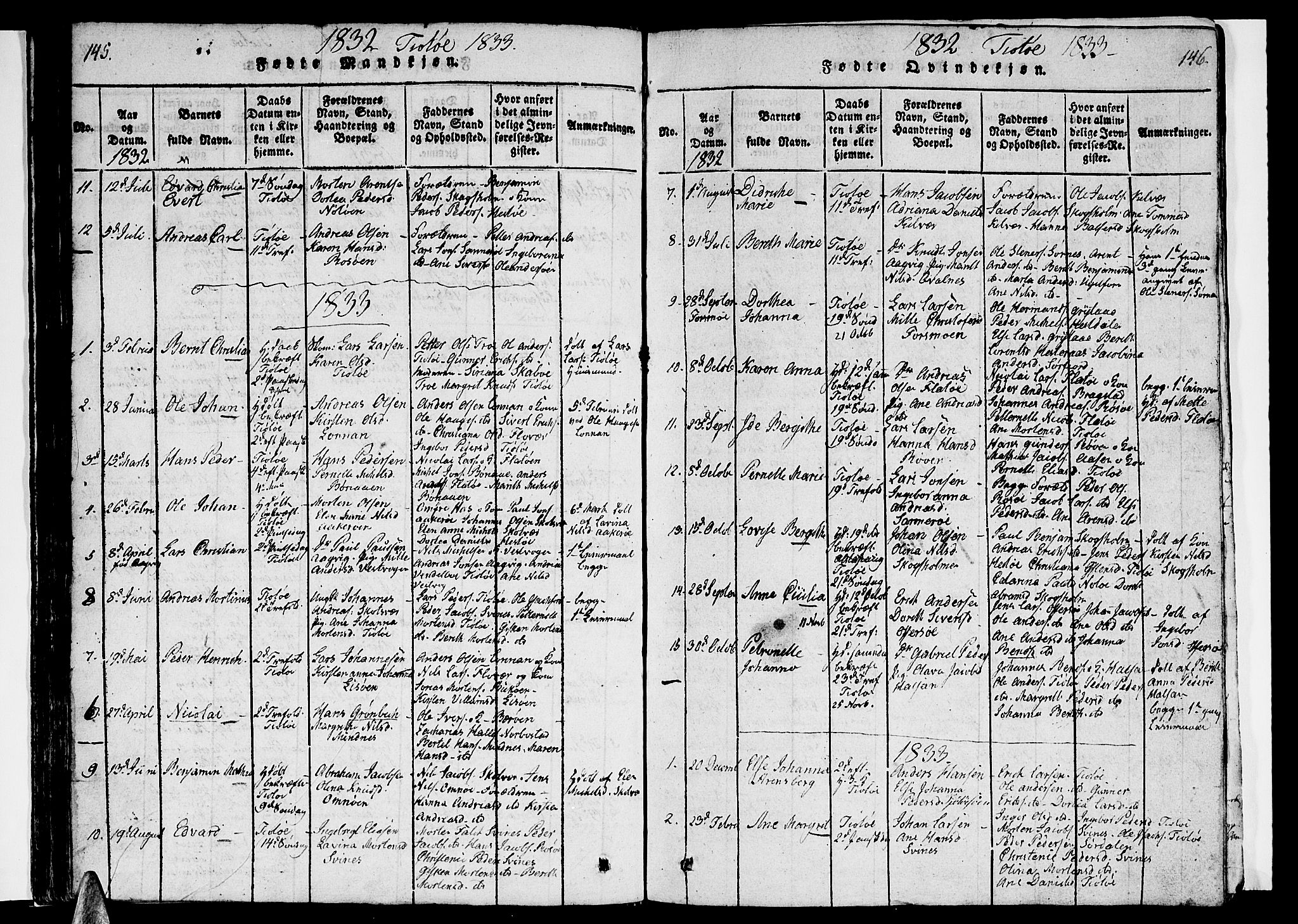 Ministerialprotokoller, klokkerbøker og fødselsregistre - Nordland, SAT/A-1459/830/L0458: Parish register (copy) no. 830C01 /2, 1829-1840, p. 145-146