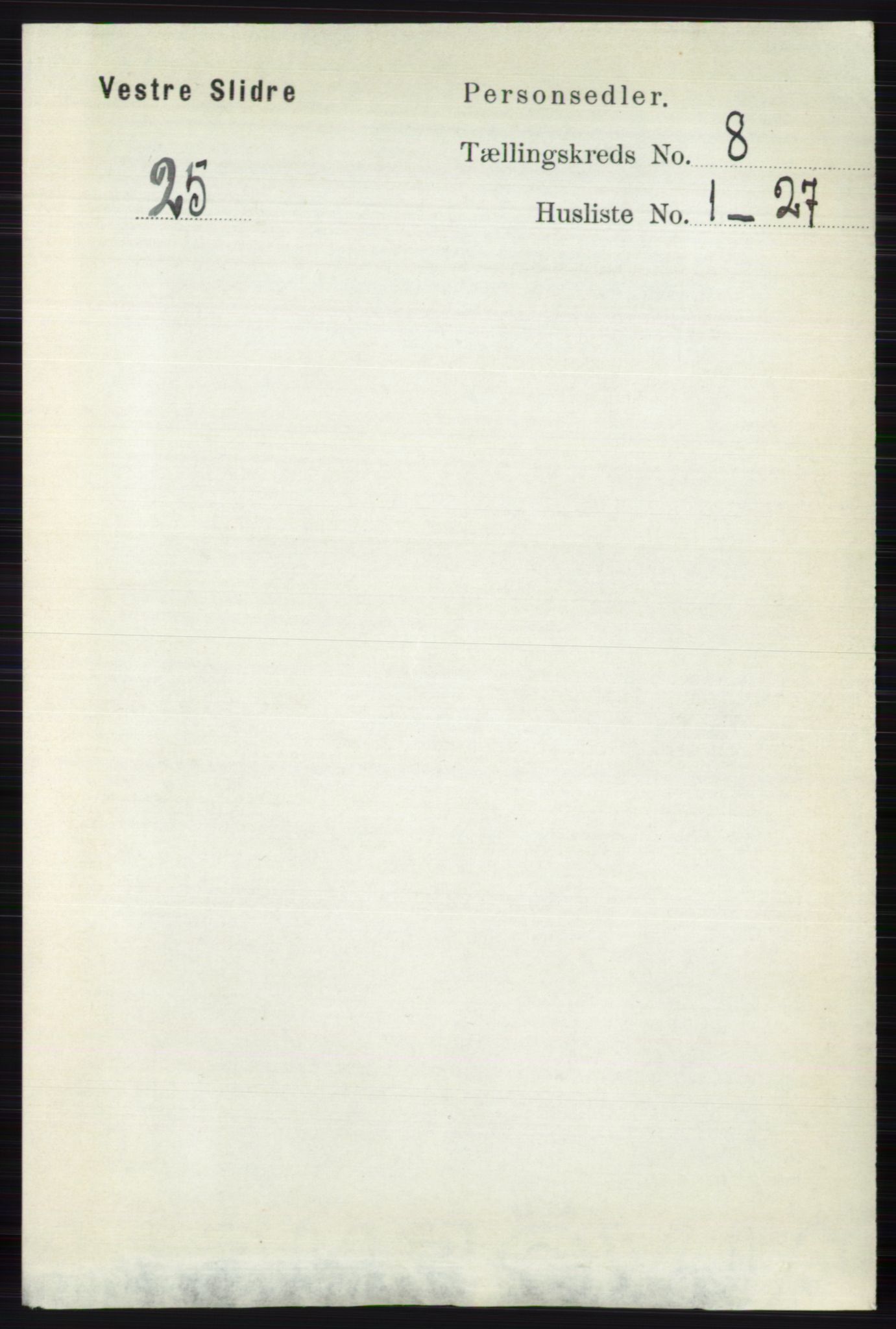 RA, 1891 census for 0543 Vestre Slidre, 1891, p. 2983