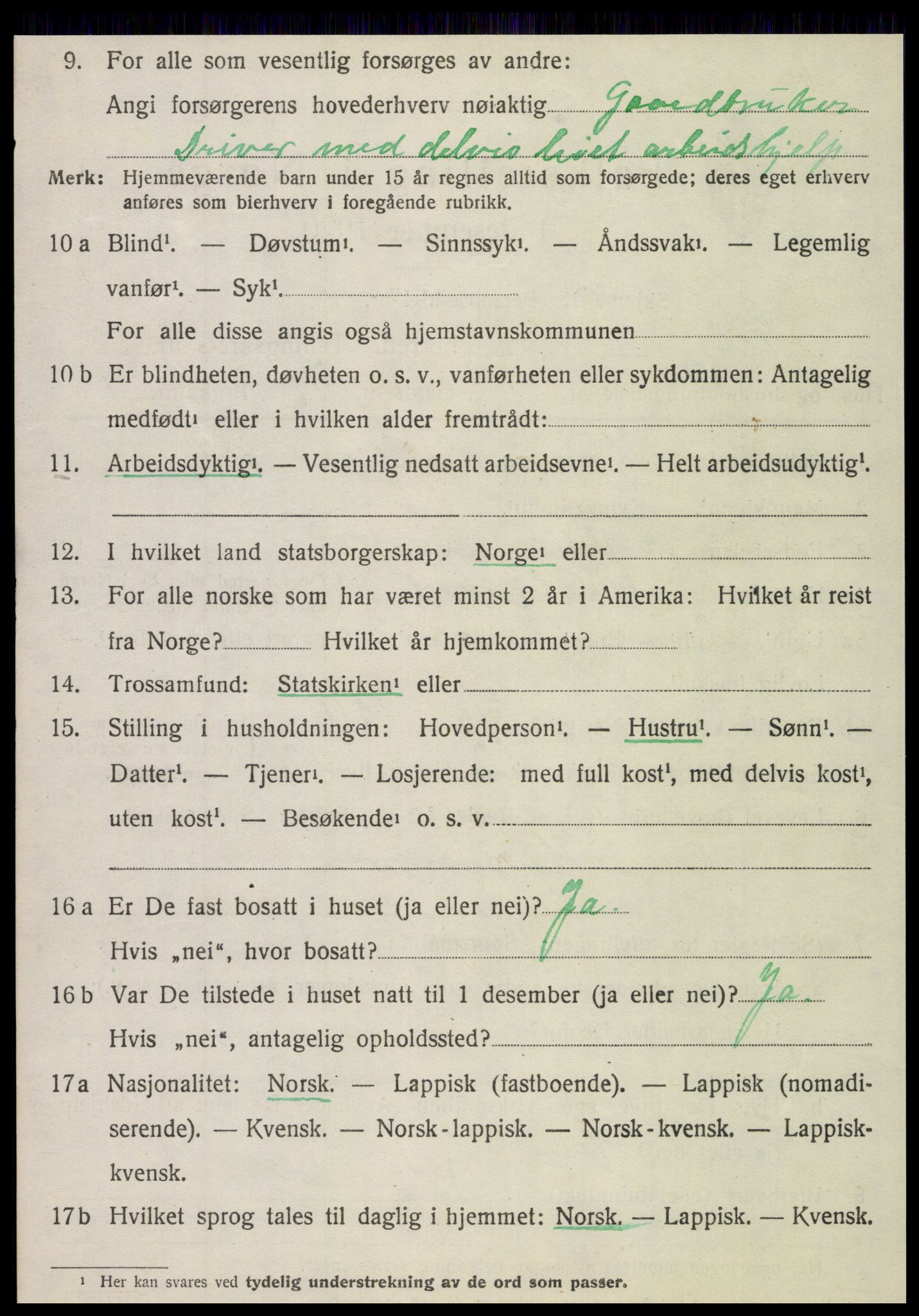 SAT, 1920 census for Velfjord, 1920, p. 3398