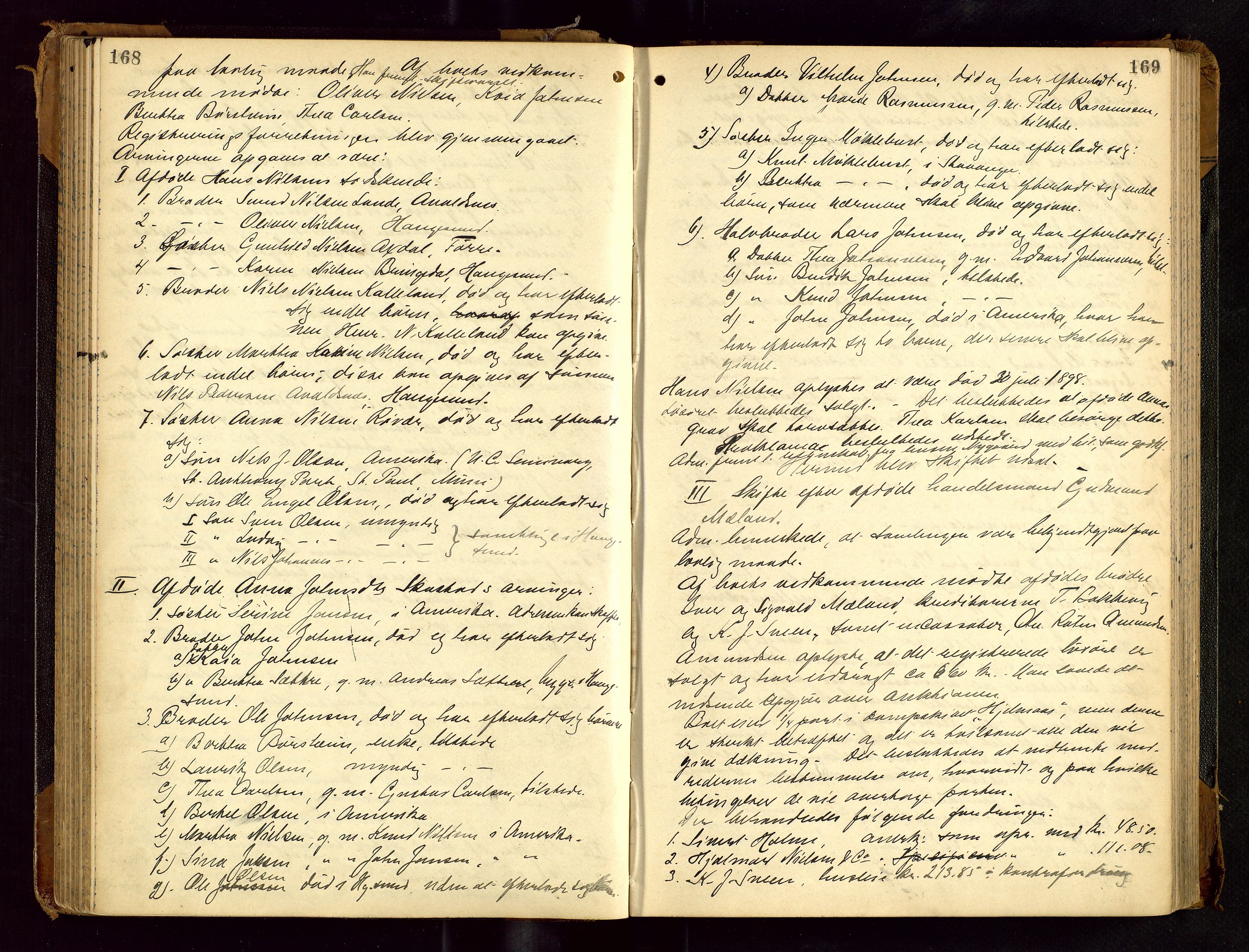 Haugesund tingrett, AV/SAST-A-101415/01/IV/IVC/L0001: Skifteforhandlingsprotokoll, med register, 1900-1912, p. 168-169
