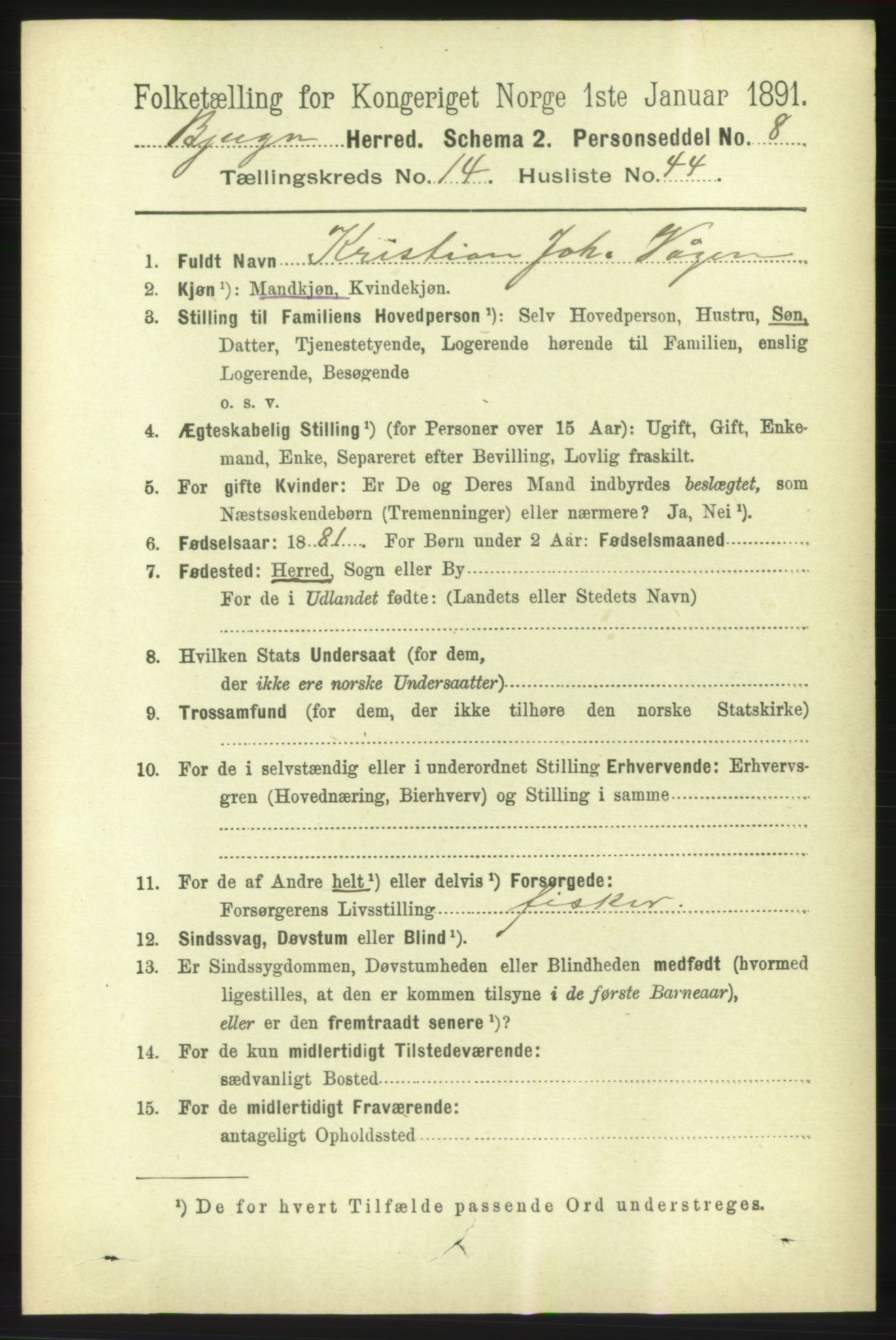 RA, 1891 census for 1627 Bjugn, 1891, p. 4209