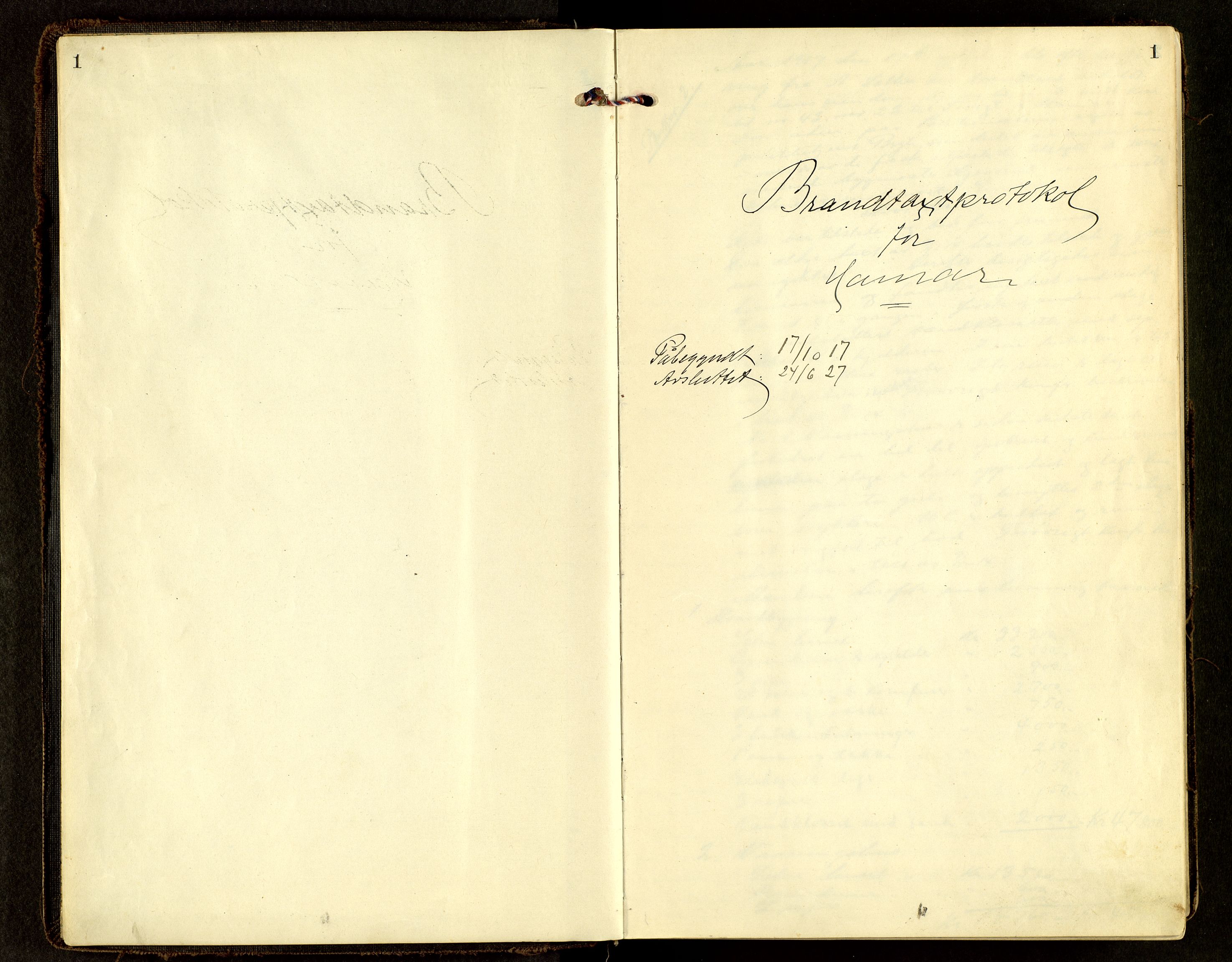 Norges Brannkasse, Hamar, SAH/NBRANH-006/F/Fa/L0008: Branntakstprotokoll, 1917-1927, p. 1