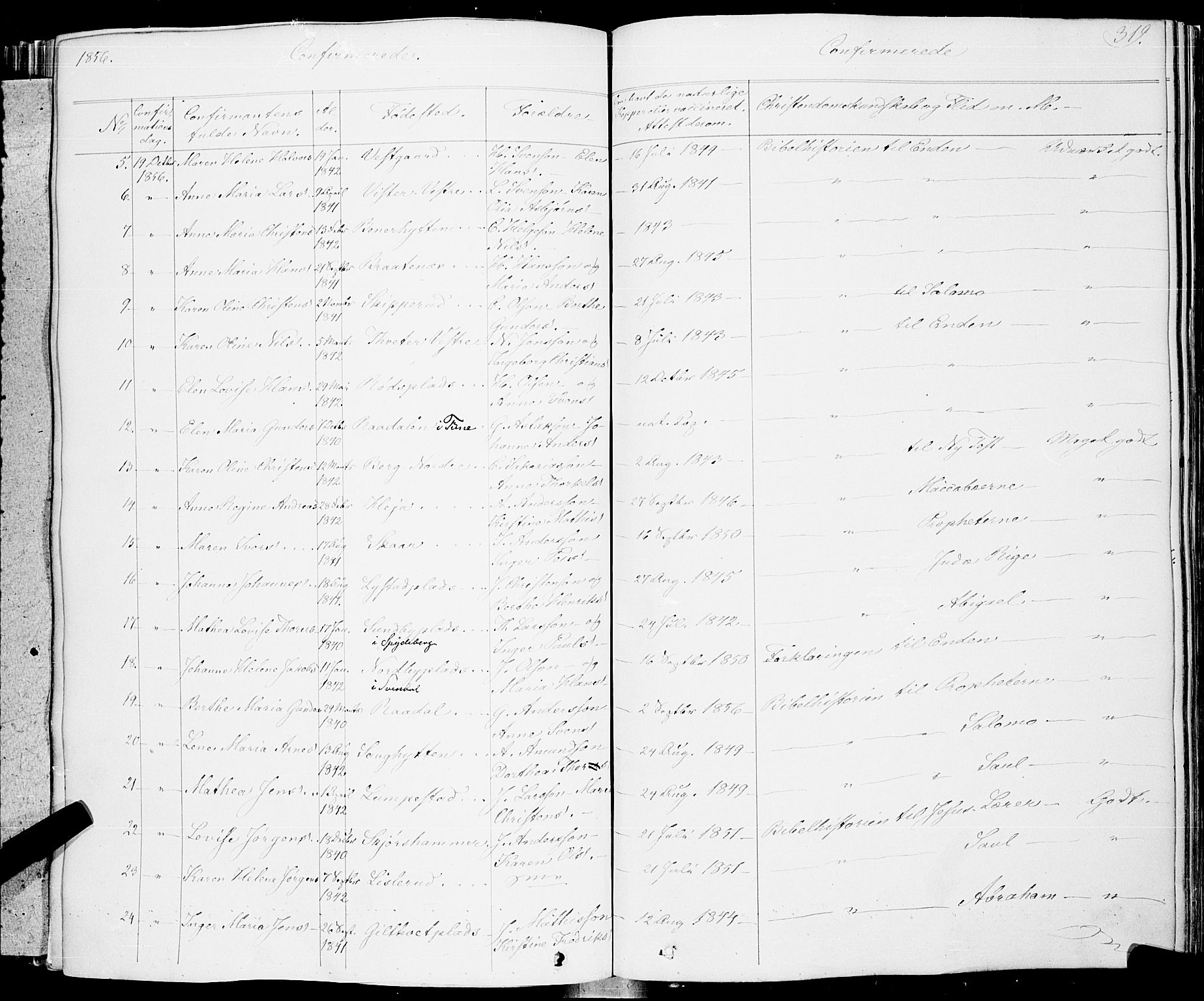 Skiptvet prestekontor Kirkebøker, AV/SAO-A-20009/F/Fa/L0006: Parish register (official) no. 6, 1839-1860, p. 319