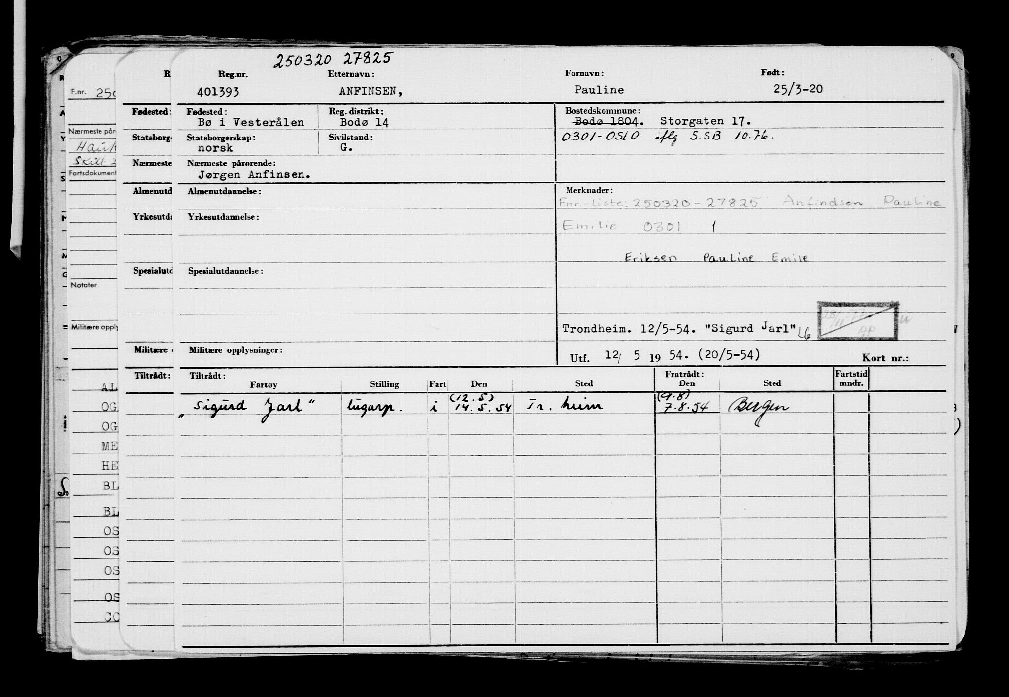 Direktoratet for sjømenn, RA/S-3545/G/Gb/L0178: Hovedkort, 1920, p. 591