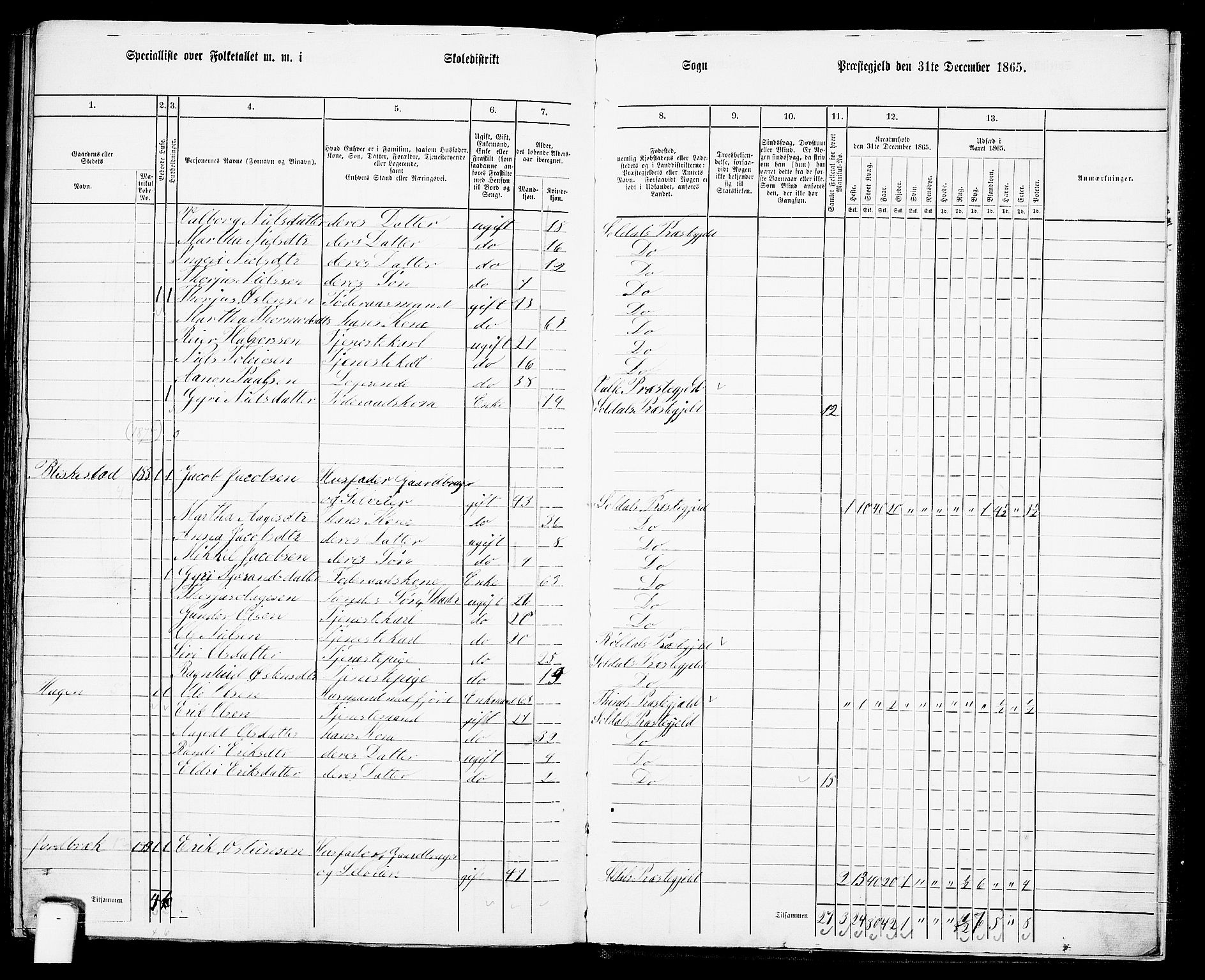 RA, 1865 census for Suldal, 1865, p. 124