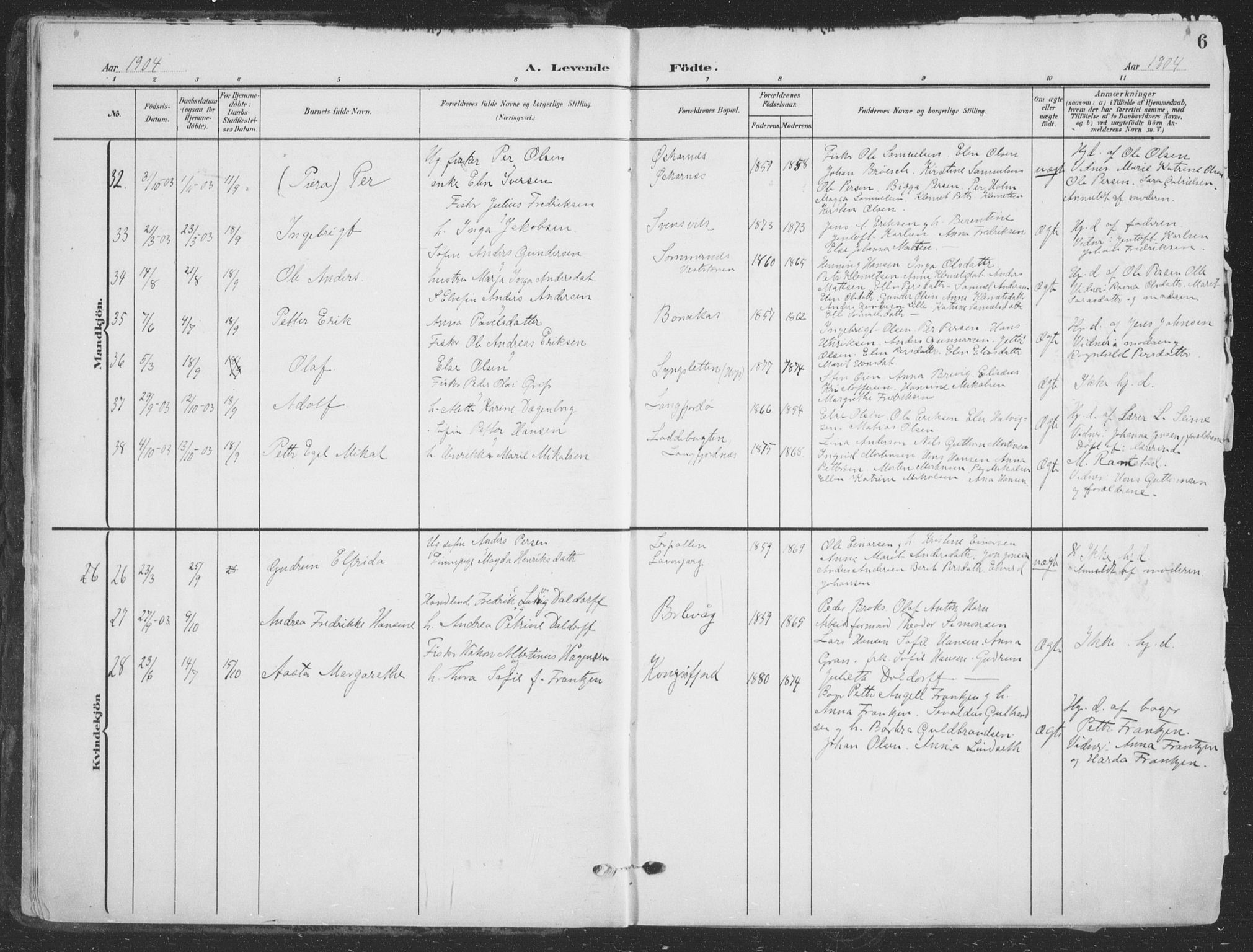 Tana sokneprestkontor, SATØ/S-1334/H/Ha/L0007kirke: Parish register (official) no. 7, 1904-1918, p. 6