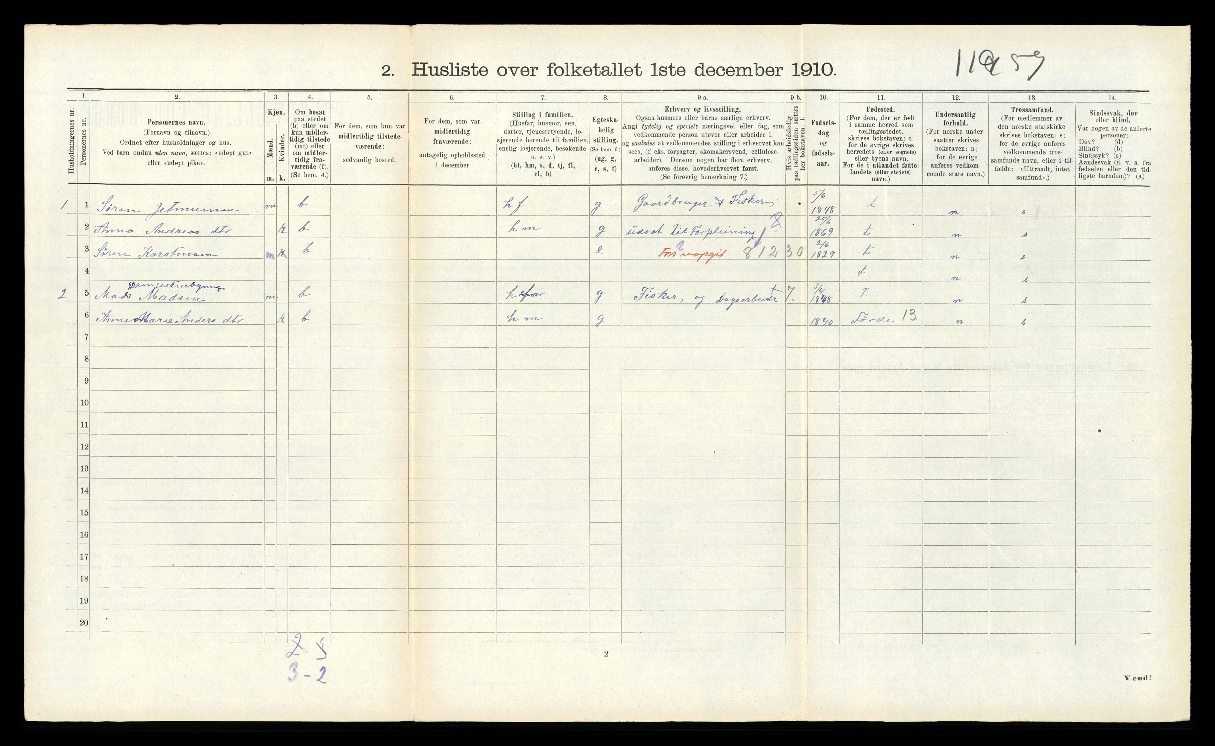 RA, 1910 census for Kinn, 1910, p. 1231