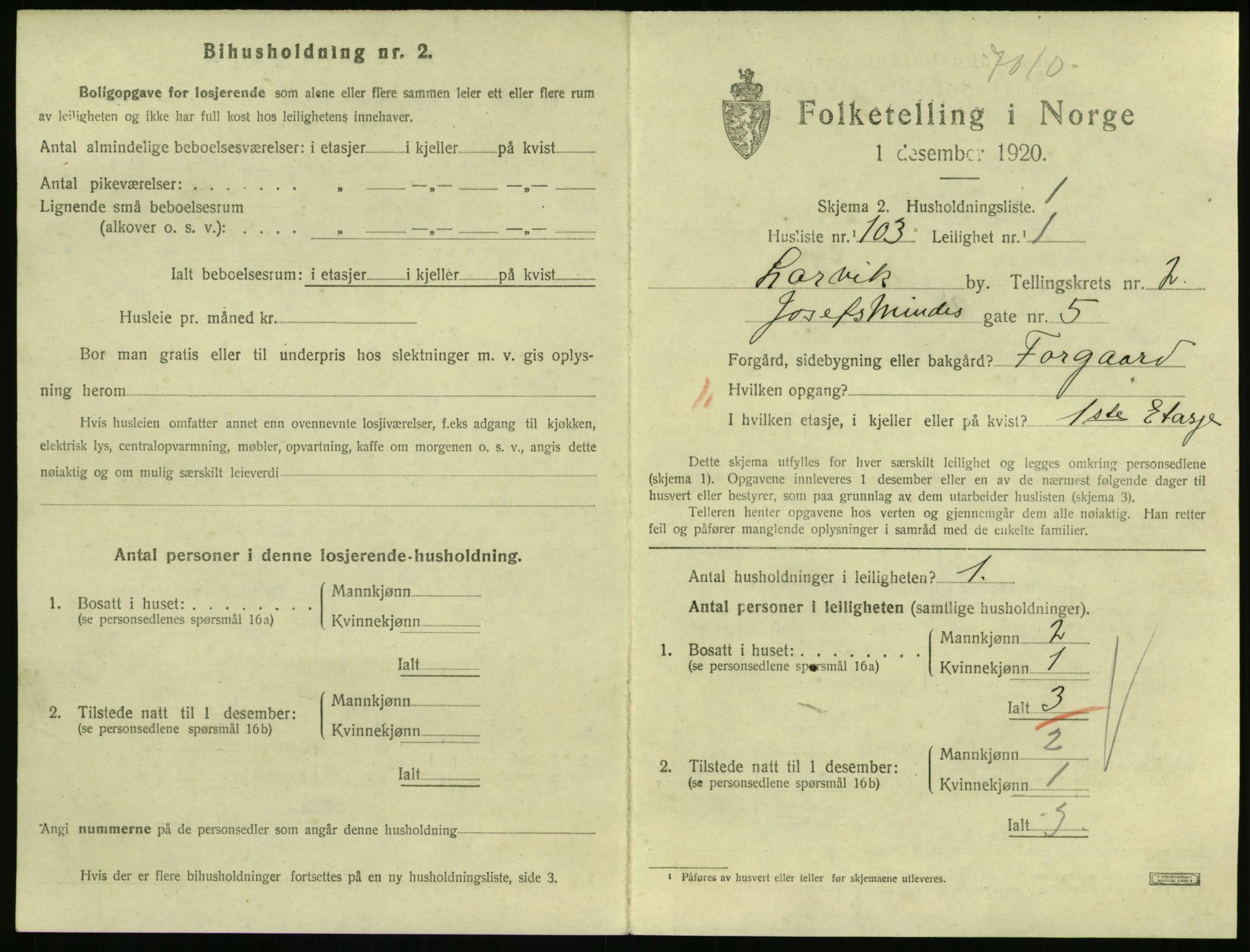 SAKO, 1920 census for Larvik, 1920, p. 3766