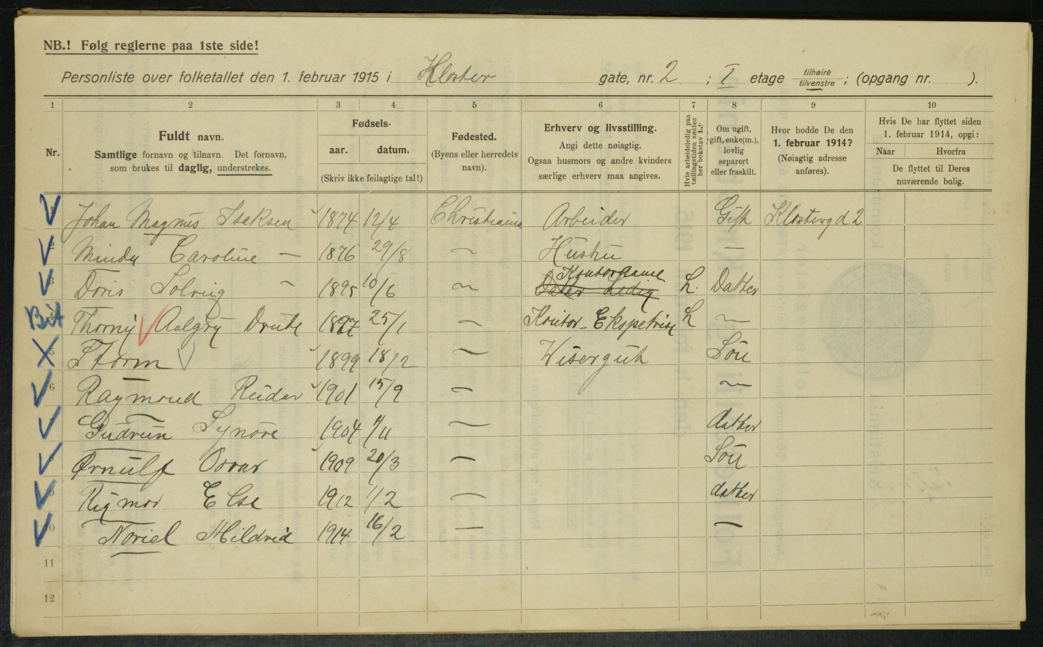 OBA, Municipal Census 1915 for Kristiania, 1915, p. 51604