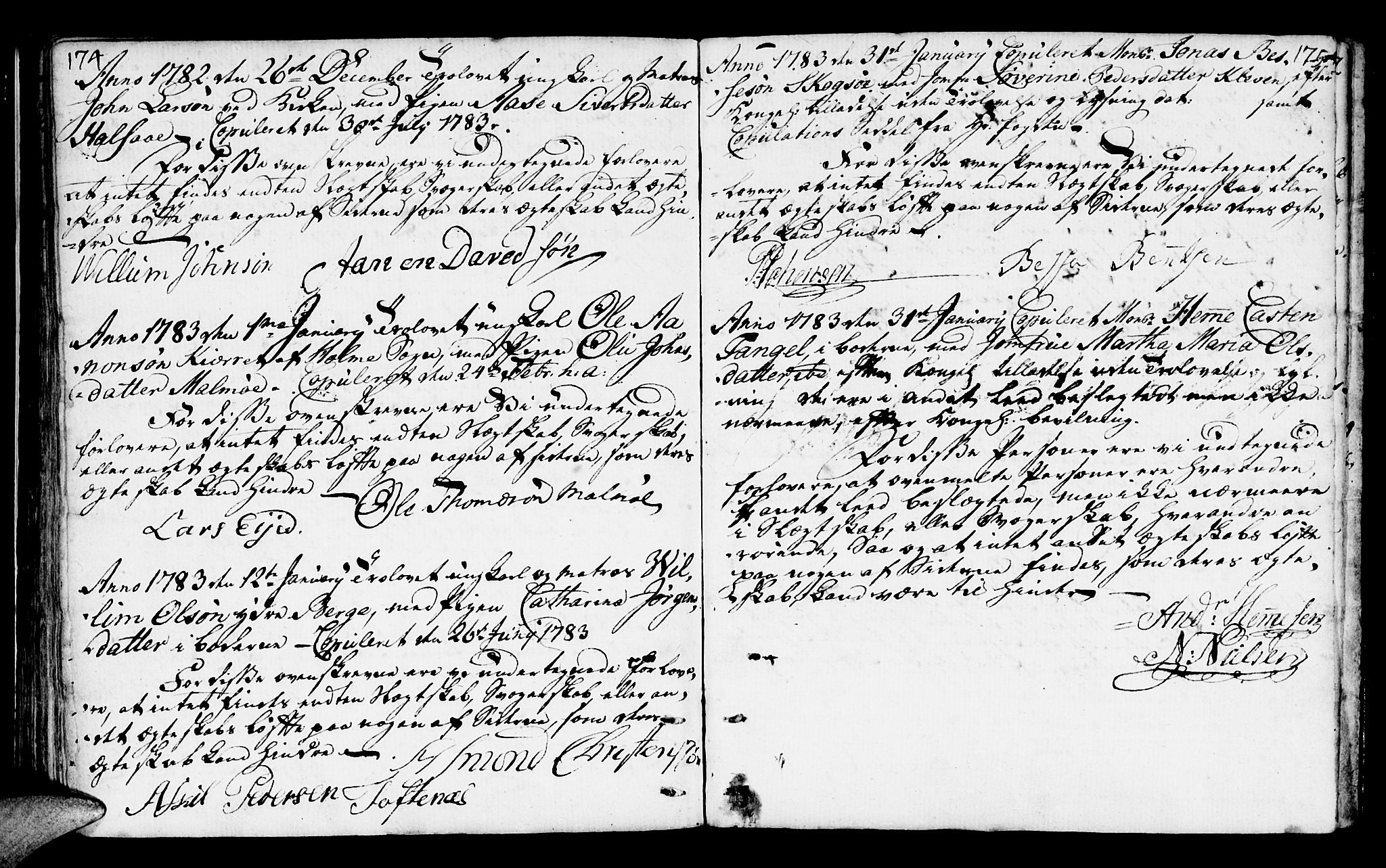 Mandal sokneprestkontor, AV/SAK-1111-0030/F/Fa/Faa/L0006: Parish register (official) no. A 6, 1755-1783, p. 174-175