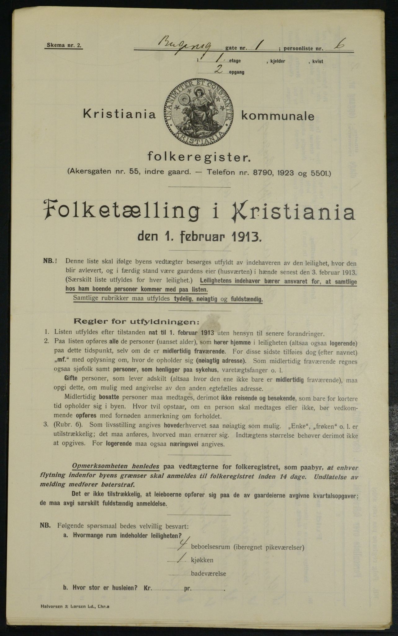 OBA, Municipal Census 1913 for Kristiania, 1913, p. 3539