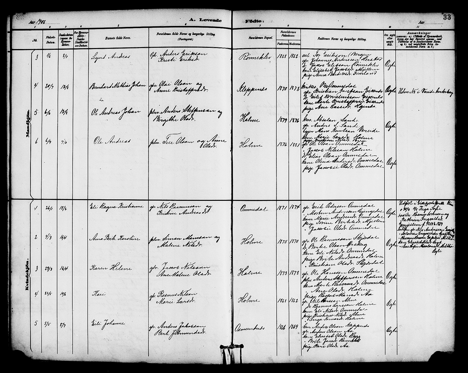 Gloppen sokneprestembete, AV/SAB-A-80101/H/Hab/Habe/L0001: Parish register (copy) no. E 1, 1891-1917, p. 33