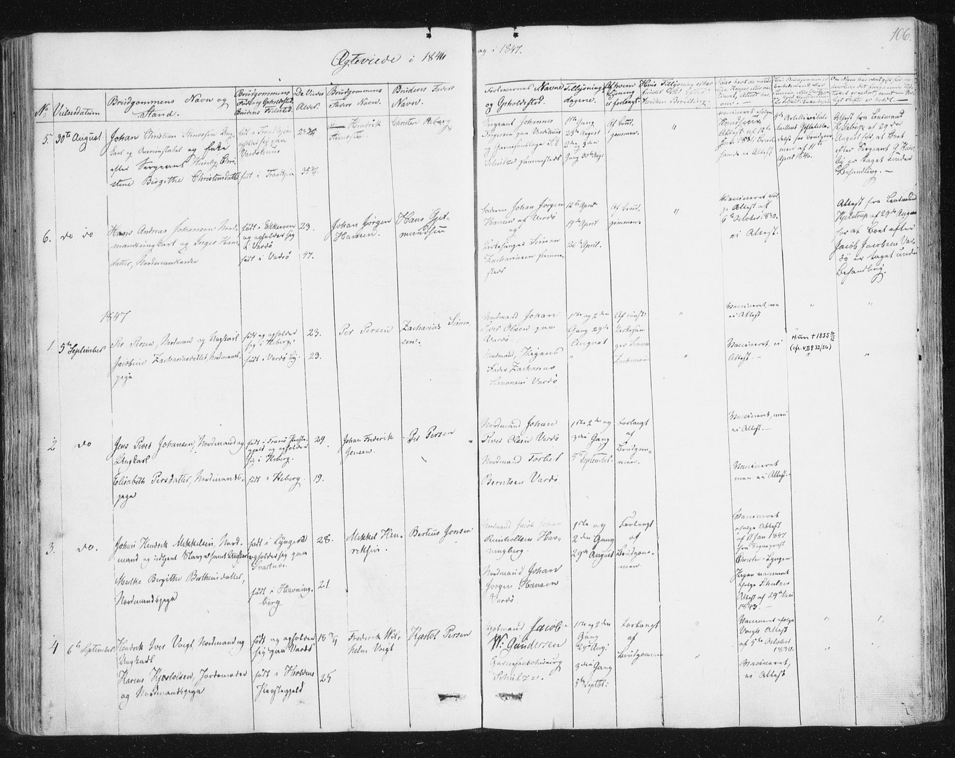 Vardø sokneprestkontor, SATØ/S-1332/H/Ha/L0003kirke: Parish register (official) no. 3, 1843-1861, p. 106