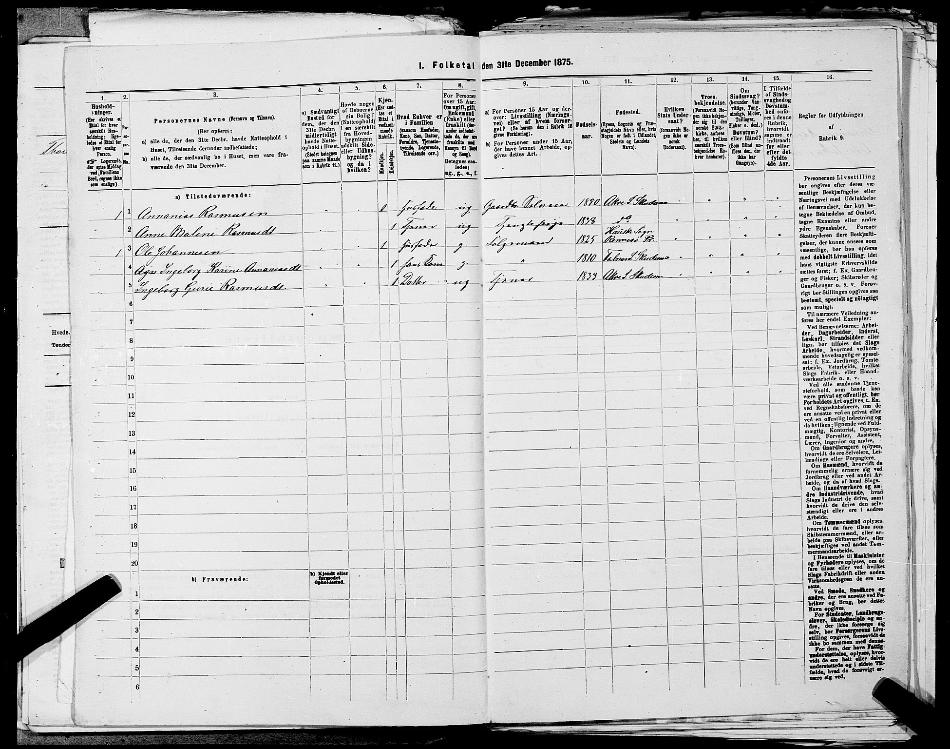 SAST, 1875 census for 1150L Skudenes/Falnes, Åkra og Ferkingstad, 1875, p. 359